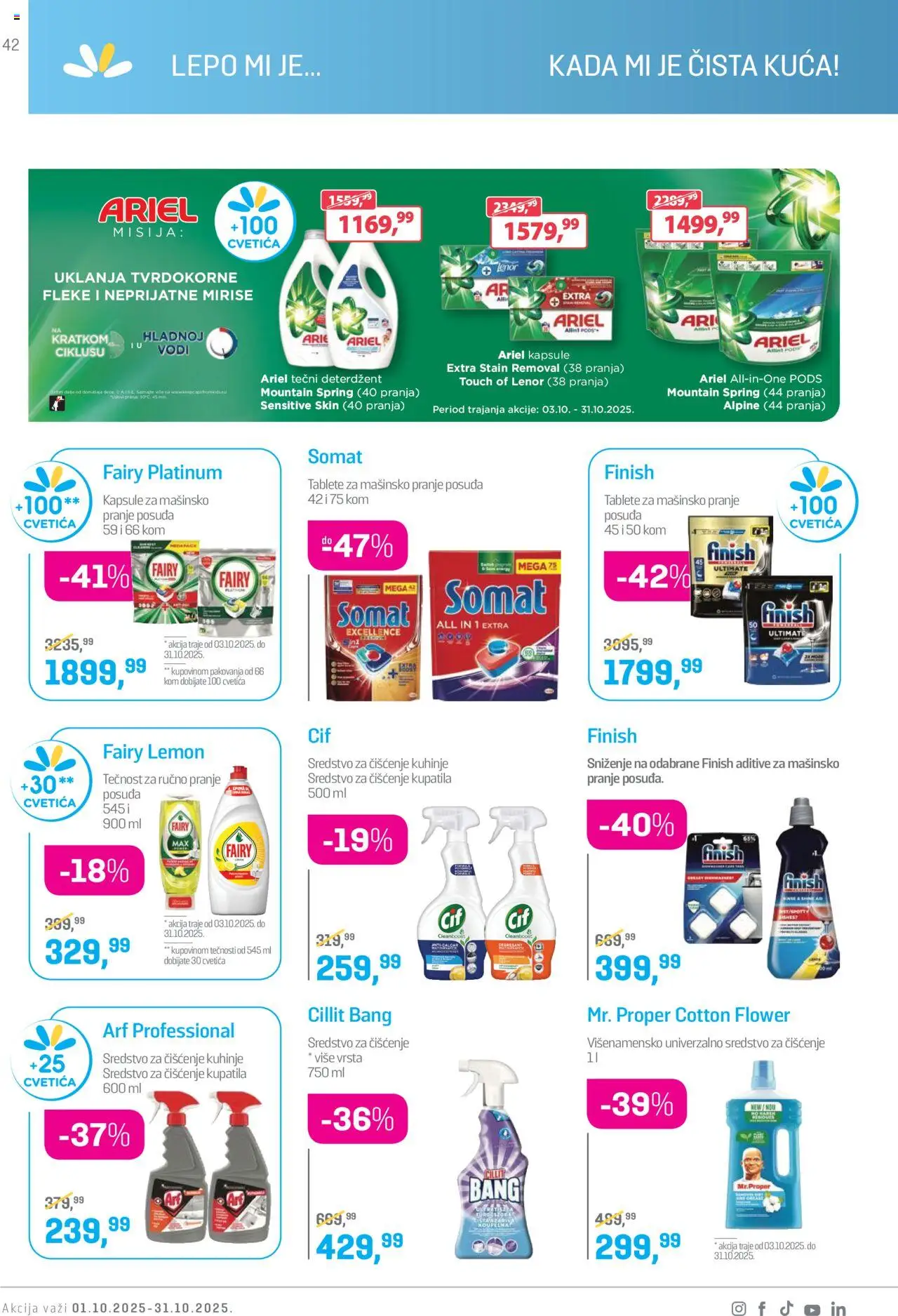 Lilly drogerie katalog - važi od 01.10.2025 | Strana: 42 | Proizvode: Ariel, Lenor, Kapsule, Finish