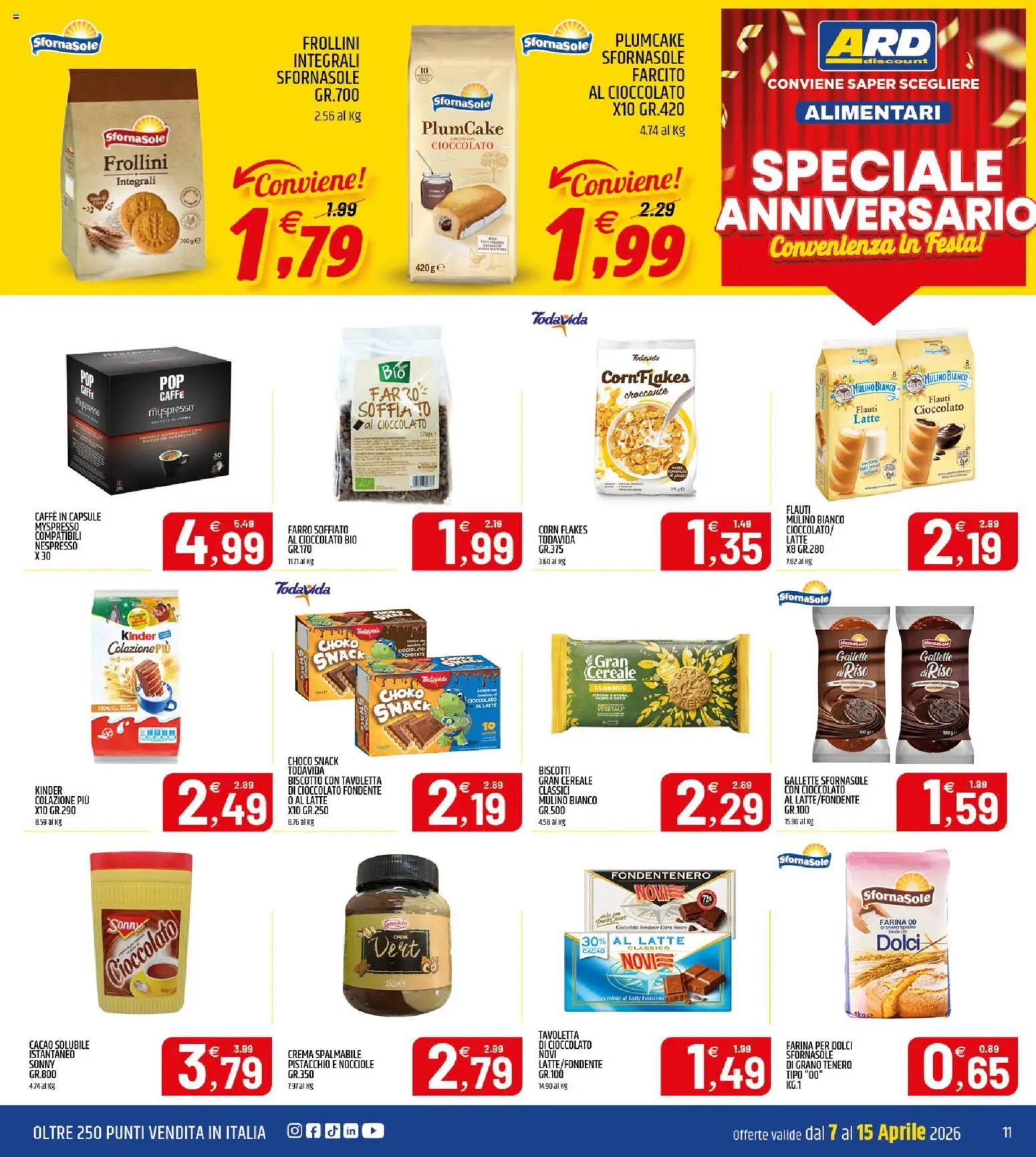 Volantino ARD Discount del 07.04.2026 | Pagina: 11 | Prodotti: Latte, Nocciole, Plumcake, Frollini