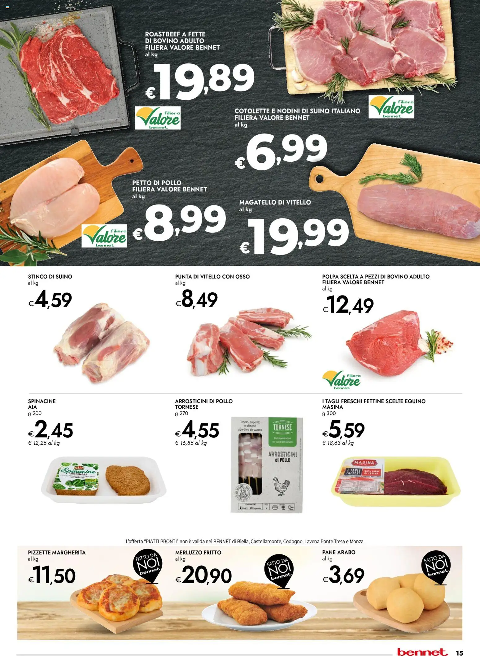 Volantino bennet del 29.01.2026 | Pagina: 15 | Prodotti: Petto di Pollo, Pollo, Suino, Vitello