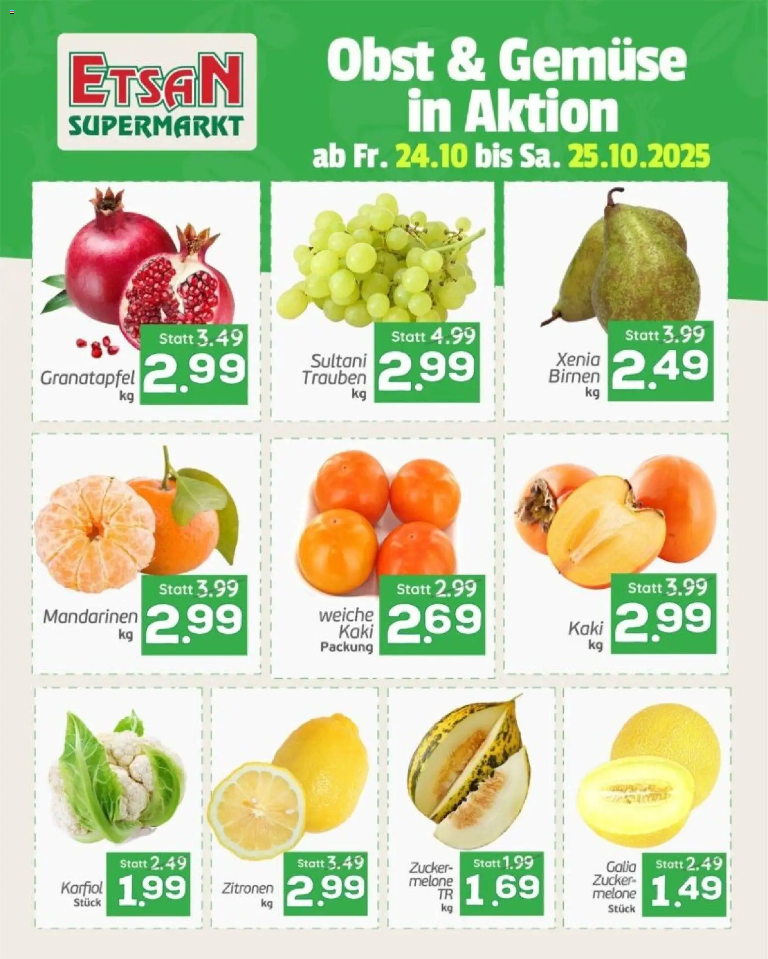 ETSAN Obst & Gemüse in Aktion gültig ab 24.10.2025 | Seite: 2 | Produkte: Mandarinen, Gemüse, Obst, Melone