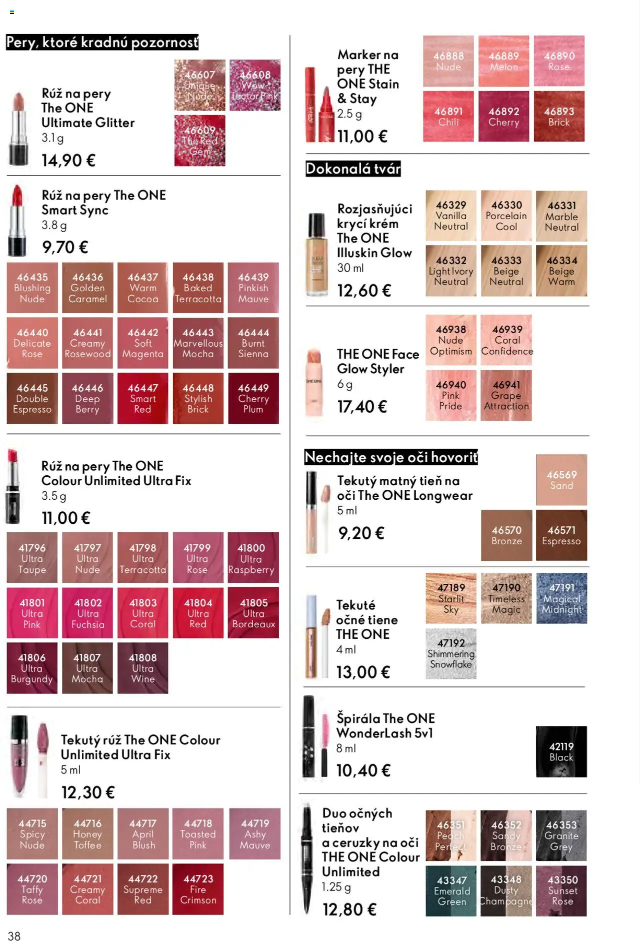 Nové Oriflame akcie – leták je platný od 22.10.2025 | Strana: 38 | Produkty: Očné tiene, Rúž na pery, Krém, Melón