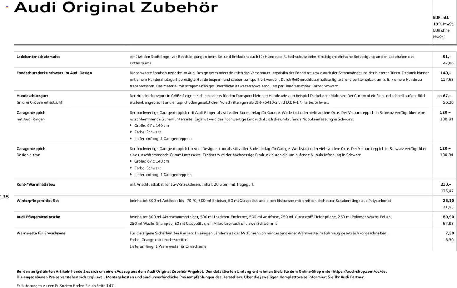 Audi Q8 – gültig ab 06.11.2025 | Seite: 138 | Produkte: Sitzbank