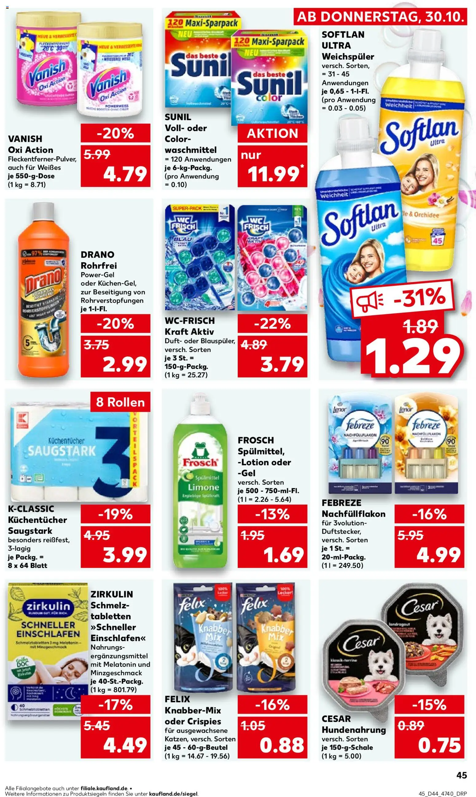 Kaufland prospekt Hannover	 – gültig ab 30.10.2025 | Seite: 45 | Produkte: Lenor, Orchidee, Weichspüler, Waschmittel