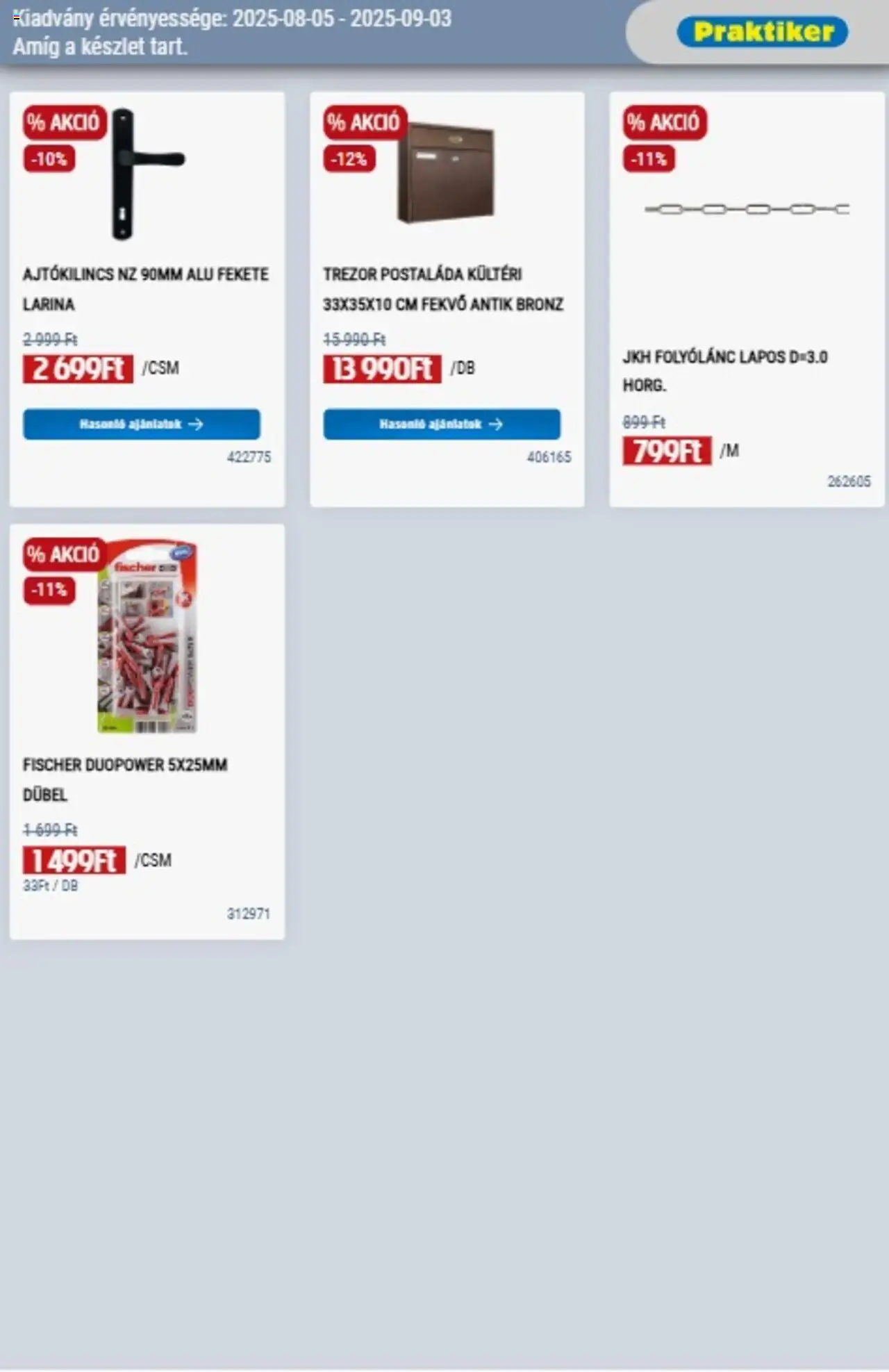 Praktiker akciós ujság - amely érvényes a következő dátumtól: 05.08.2025 | Oldal: 37 | Termékek: Postaláda