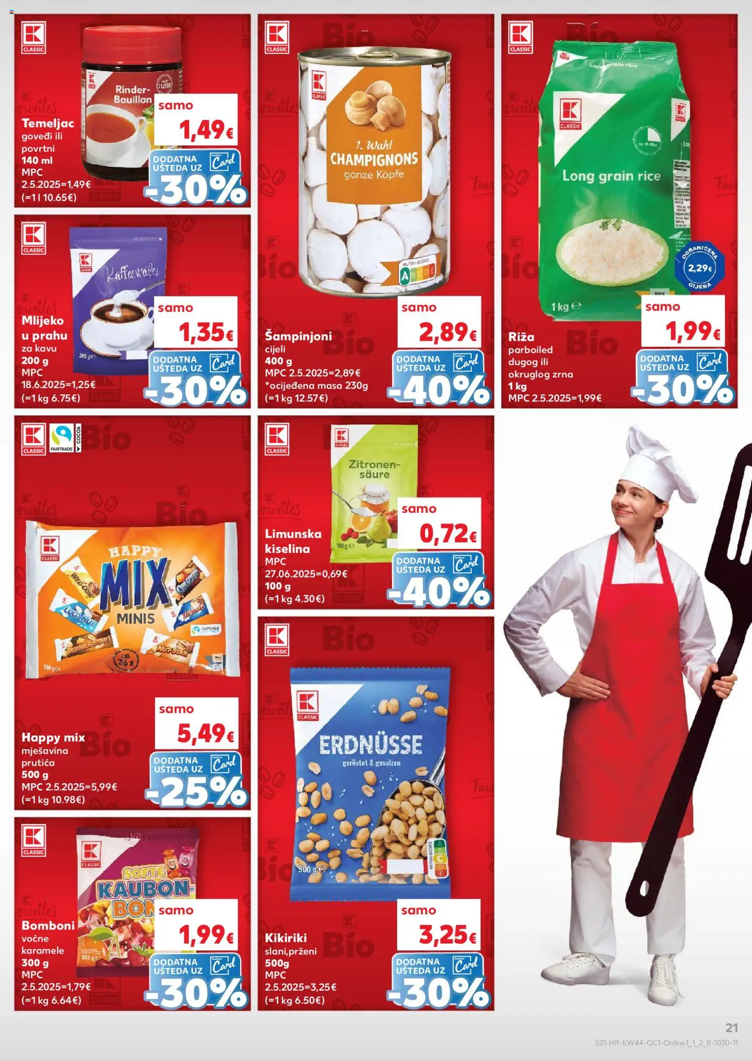 Kaufland katalog | vrijedi od 29.10.2025 | Stranica: 21 | Proizvodi: Mlijeko, Riža, Kikiriki, Šampinjoni