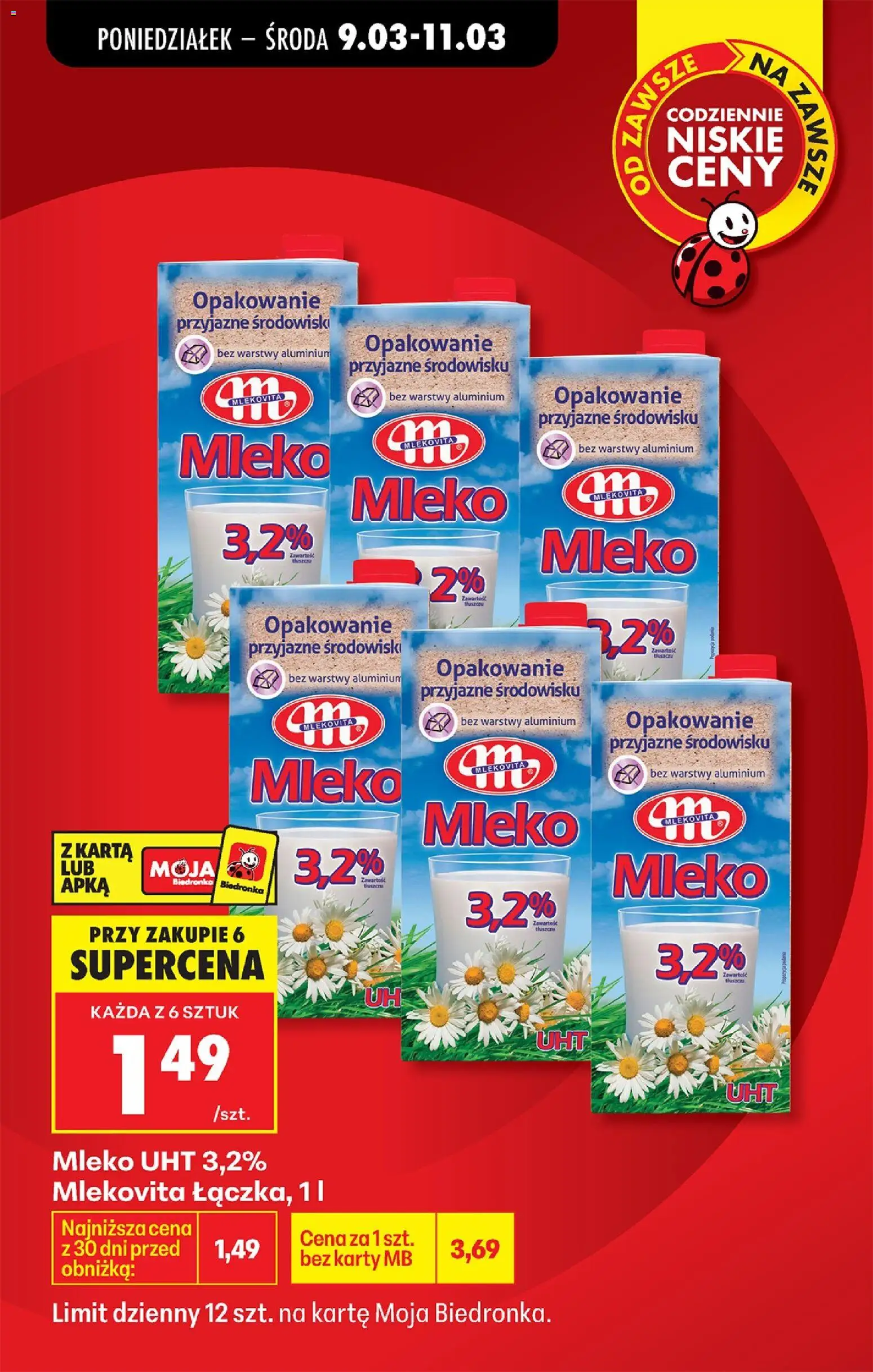 Biedronka gazetka od poniedziałku od 09.03.2026 | Strona: 10 | Produkty: Karta, Mleko