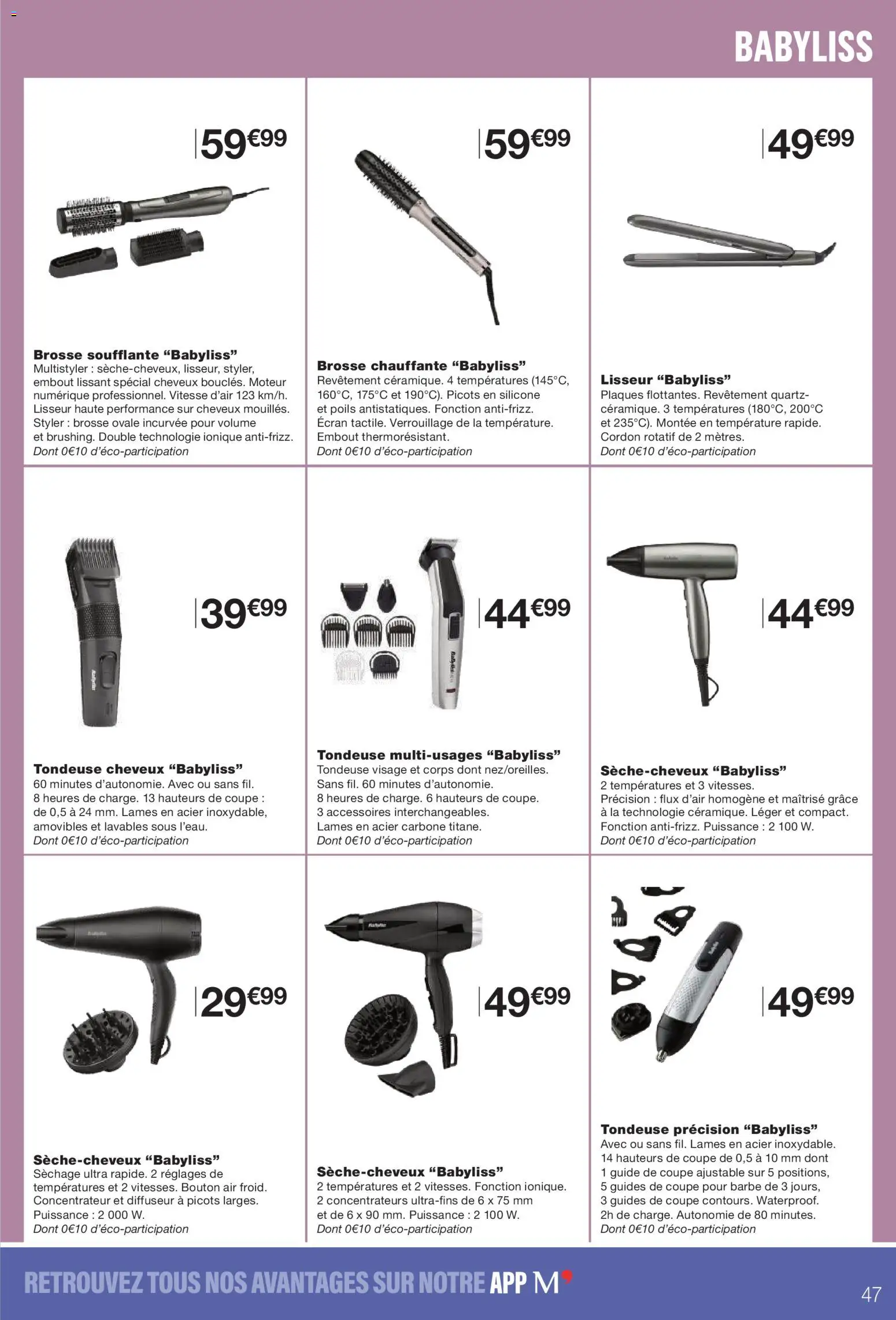 {H1} | Page: 47 | Produits: Tondeuse cheveux, Tondeuse, Diffuseur, Brosse