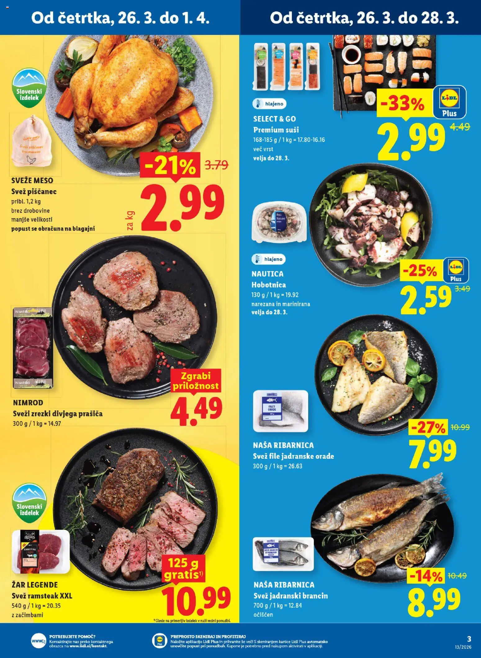 Novi Lidl katalog ponudbe – veljaven od 26.03.2026 | Stran: 3 | Izdelki: Zar, Hobotnica, Suši, Zrezki