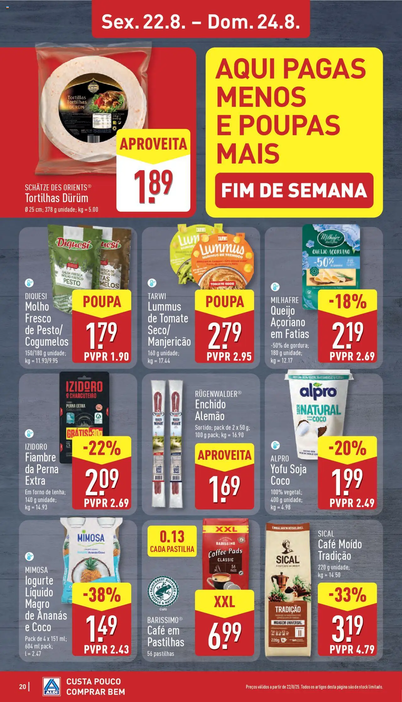 Aldi folheto │ válido de 18.08.2025 | Página: 20 | Produtos: Forno, Café, Tomate, Cogumelos