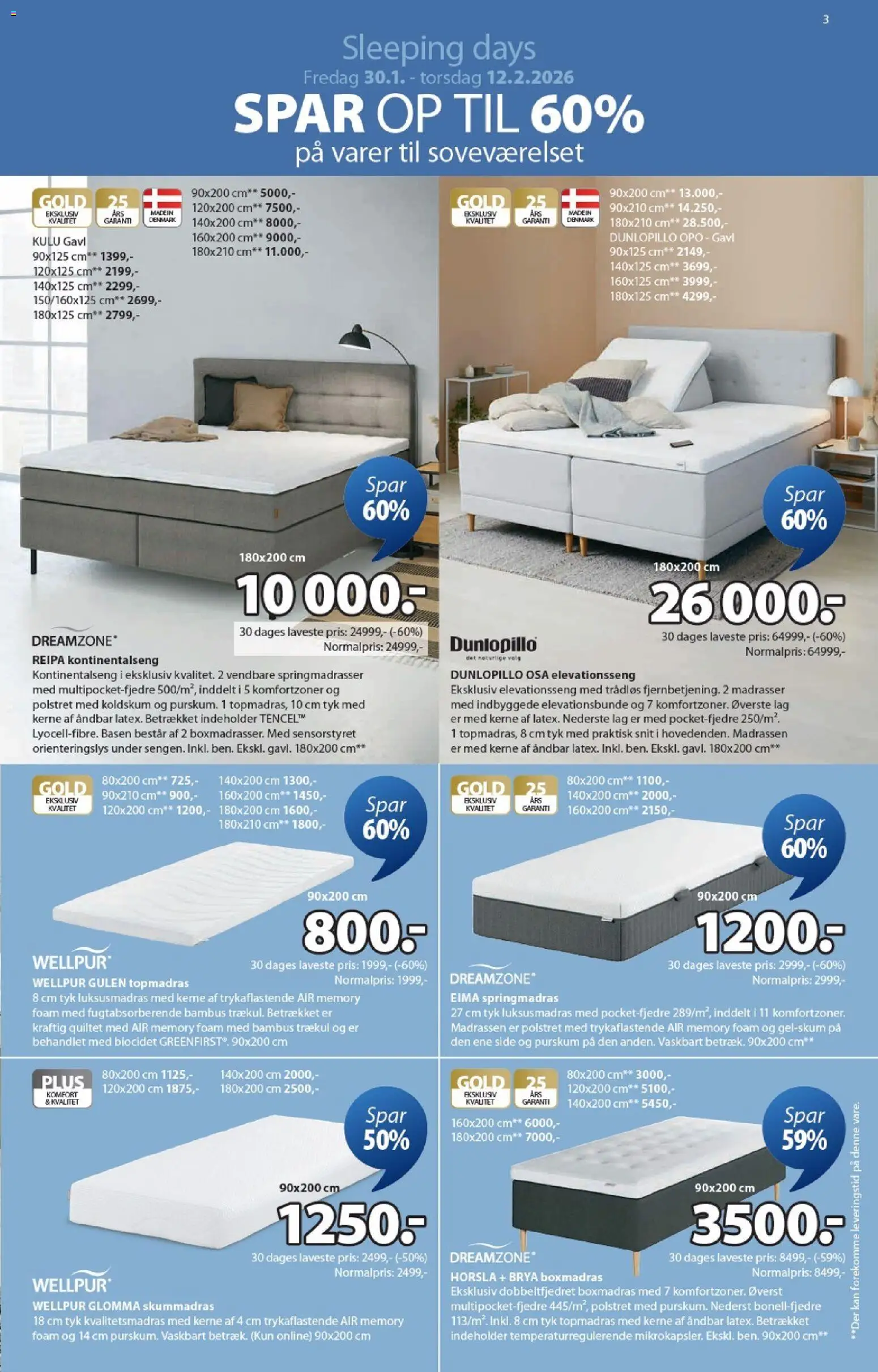 JYSK tilbudsavis – gyldig fra 30.01.2026 | Side: 3 | Produkter: Soveværelset, Elevationsseng