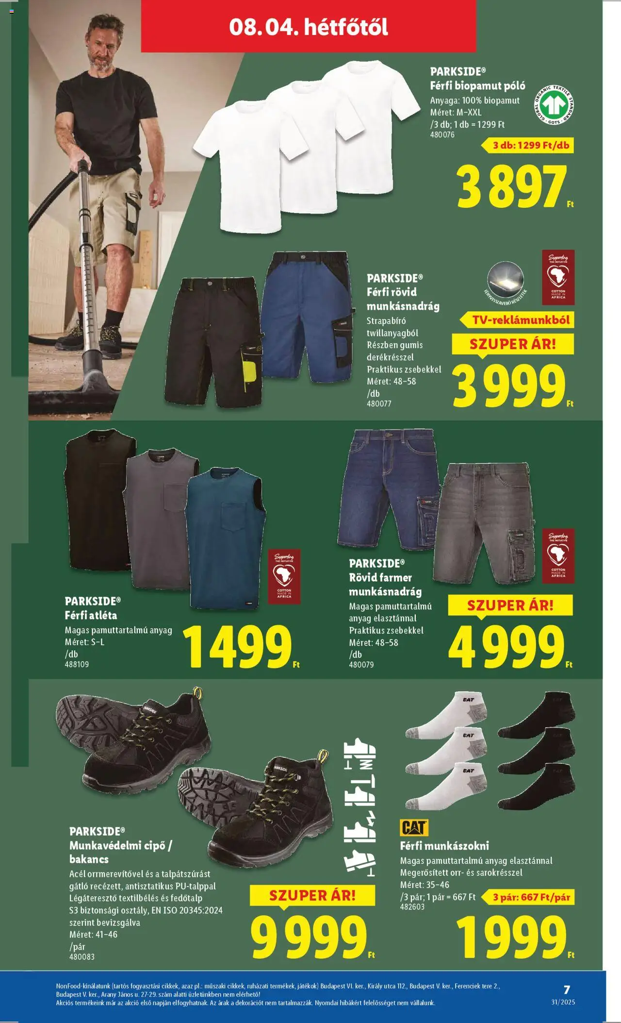 Lidl akciós ujság - amely érvényes a következő dátumtól: 02.08.2025 | Oldal: 7 | Termékek: Parkside, Atléta, Bakancs, Játékok