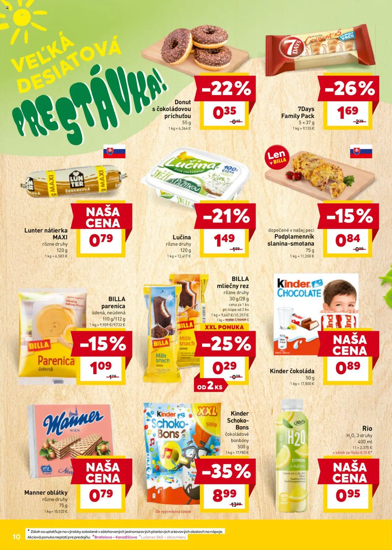 Billa leták │ platný od 03.09.2025 | Strana: 10 | Produkty: Donut, Croissant, Kinder, Čokoláda