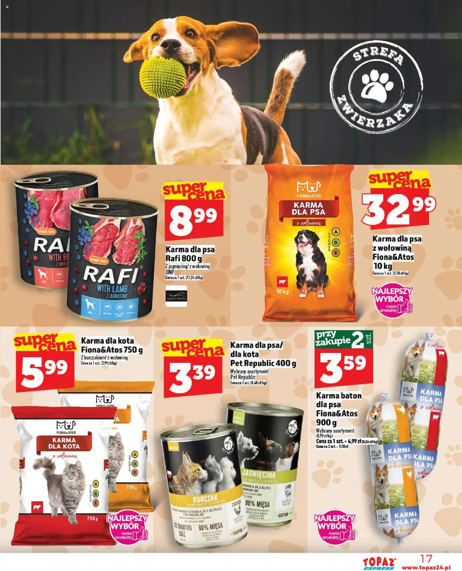 Topaz Gazetka - Express od 13.11.2025 | Strona: 17 | Produkty: Jagnięcina, Baton, Karma dla kota, Karma dla psa