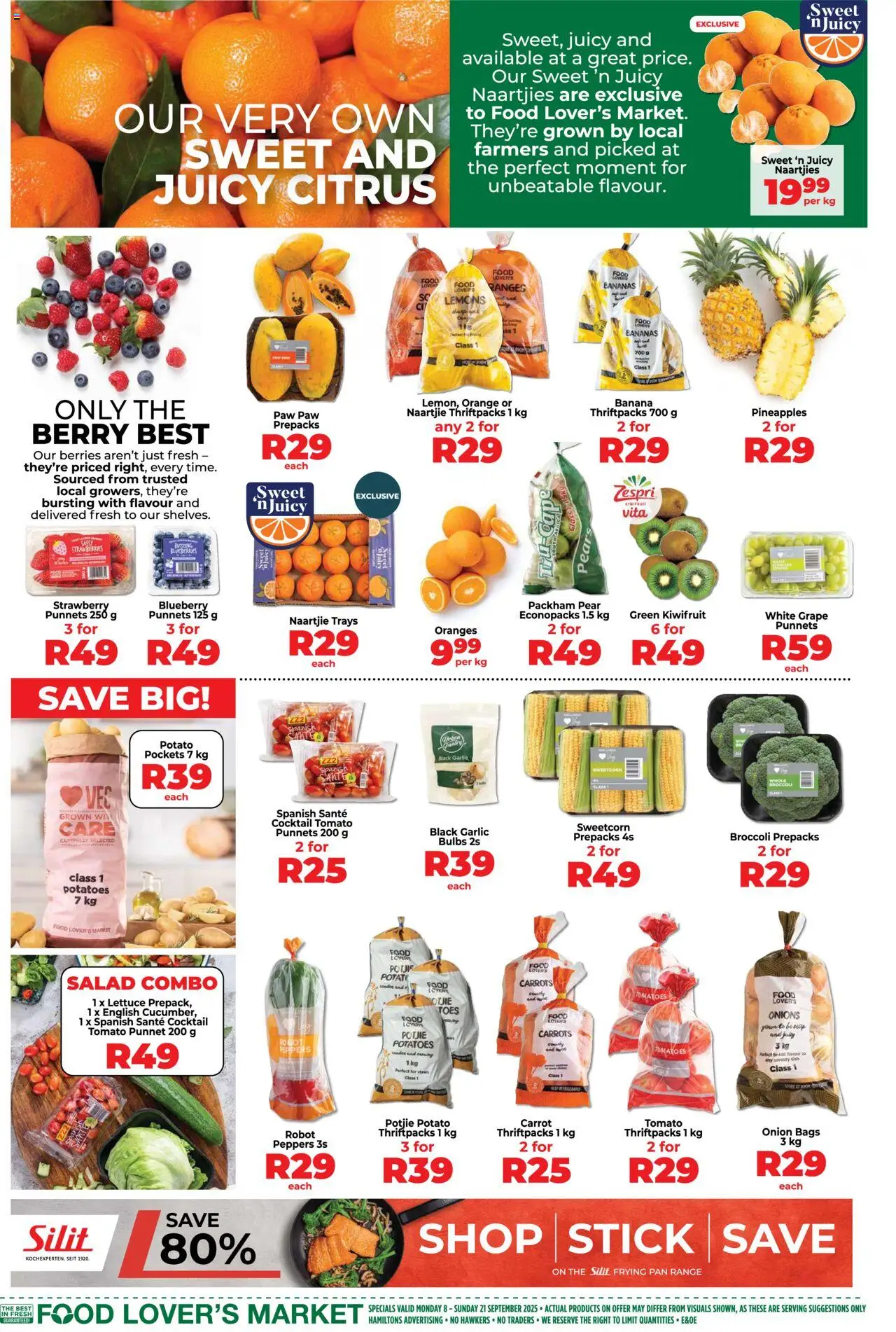 New Food Lover's Market catalogue – valid from 08.09.2025 | Page: 2 | Products: Oranges, Bananas, Onions, Garlic