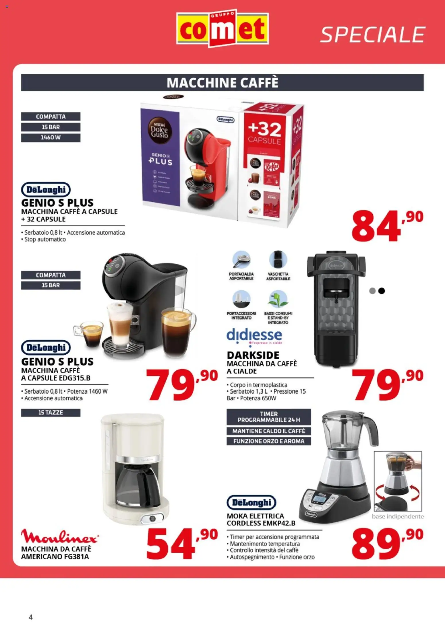Volantino Comet del 19.02.2026 | Pagina: 4 | Prodotti: Macchina da caffe, Caffè