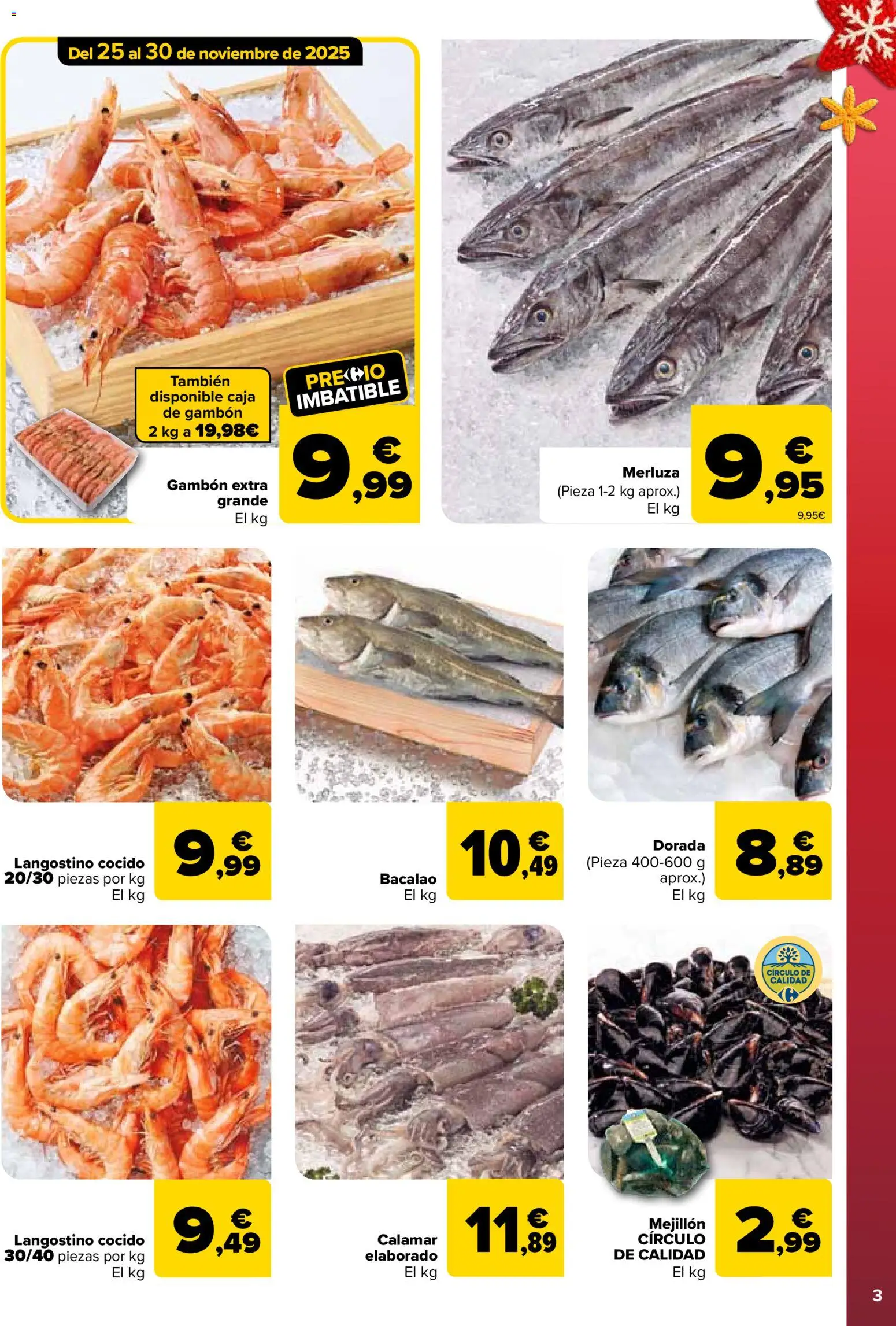 Carrefour folleto │ válido desde el 25.11.2025 | Página: 3 | Productos: Caja, Langostino