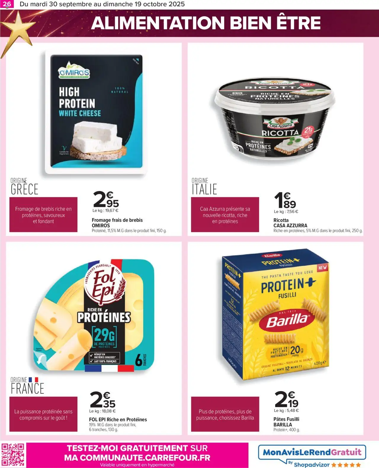  | Page: 26 | Produits: Fusilli, Thé, Pâtes, Fromage frais