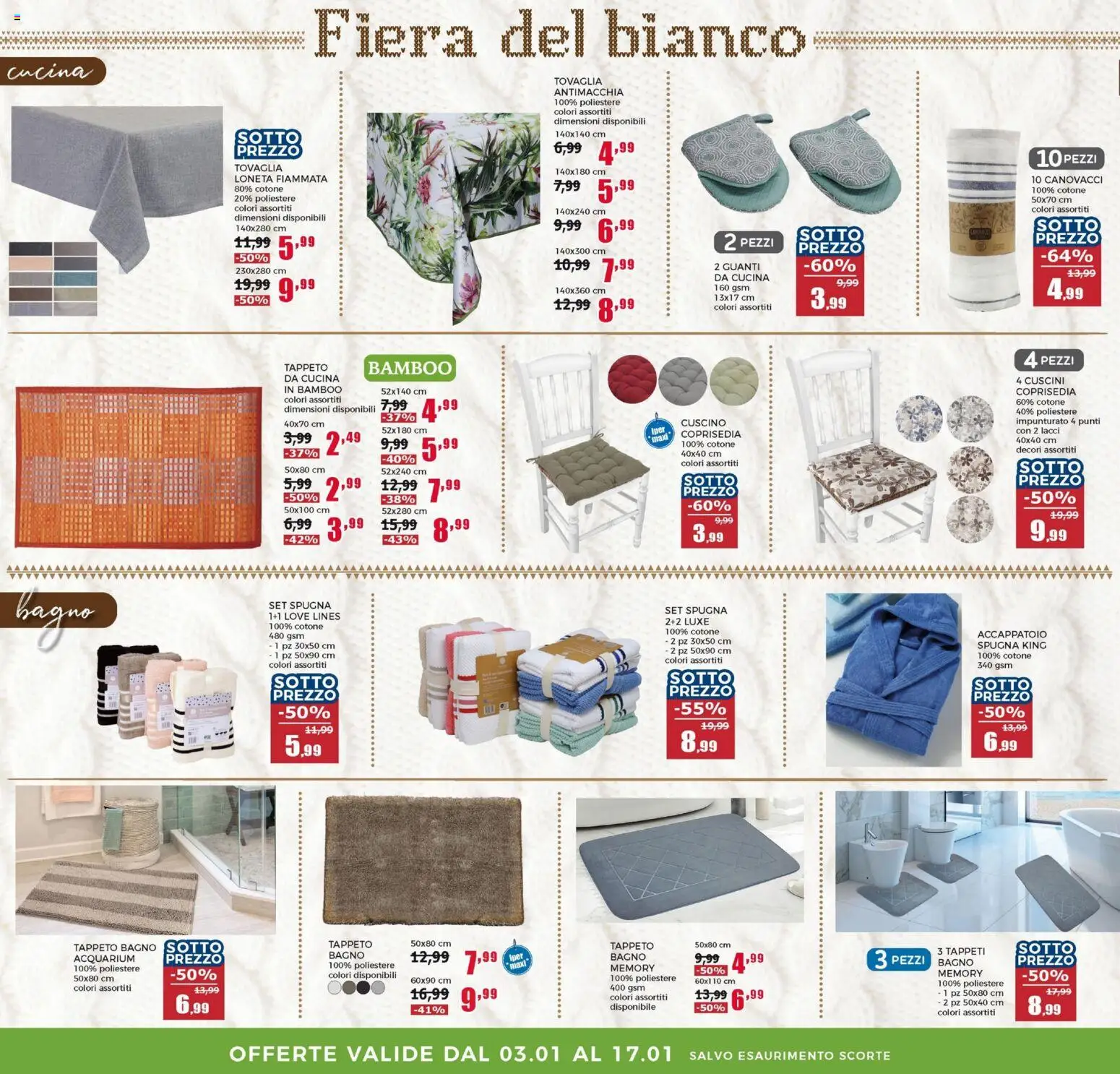 Volantino Happy Casa del 03.01.2026 | Pagina: 2 | Prodotti: Spugna, Tovaglia, Bagno, Tappeto
