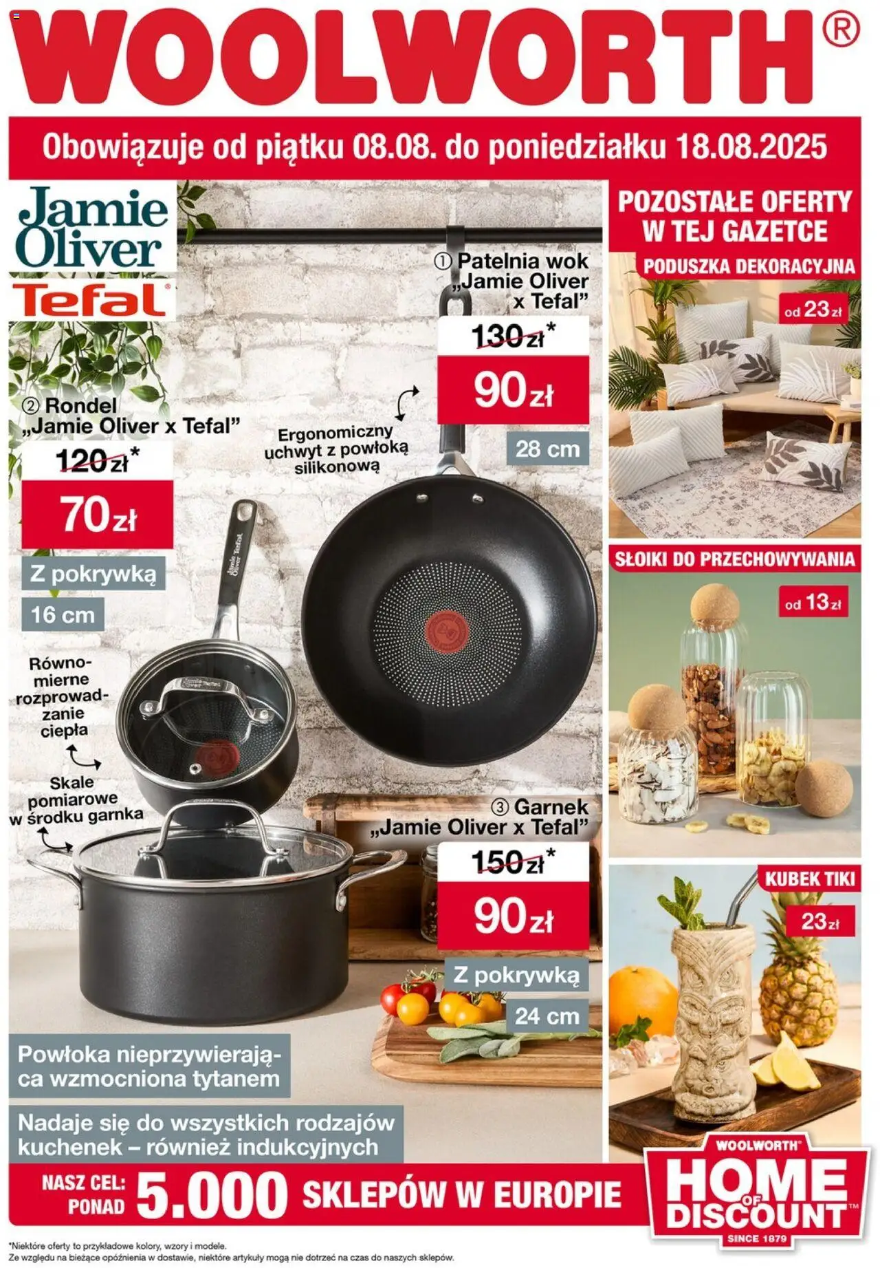 Woolworth Gazetka od 08.08.2025 | Strona: 1 | Produkty: Poduszka, Patelnia wok, Patelnia, Tefal