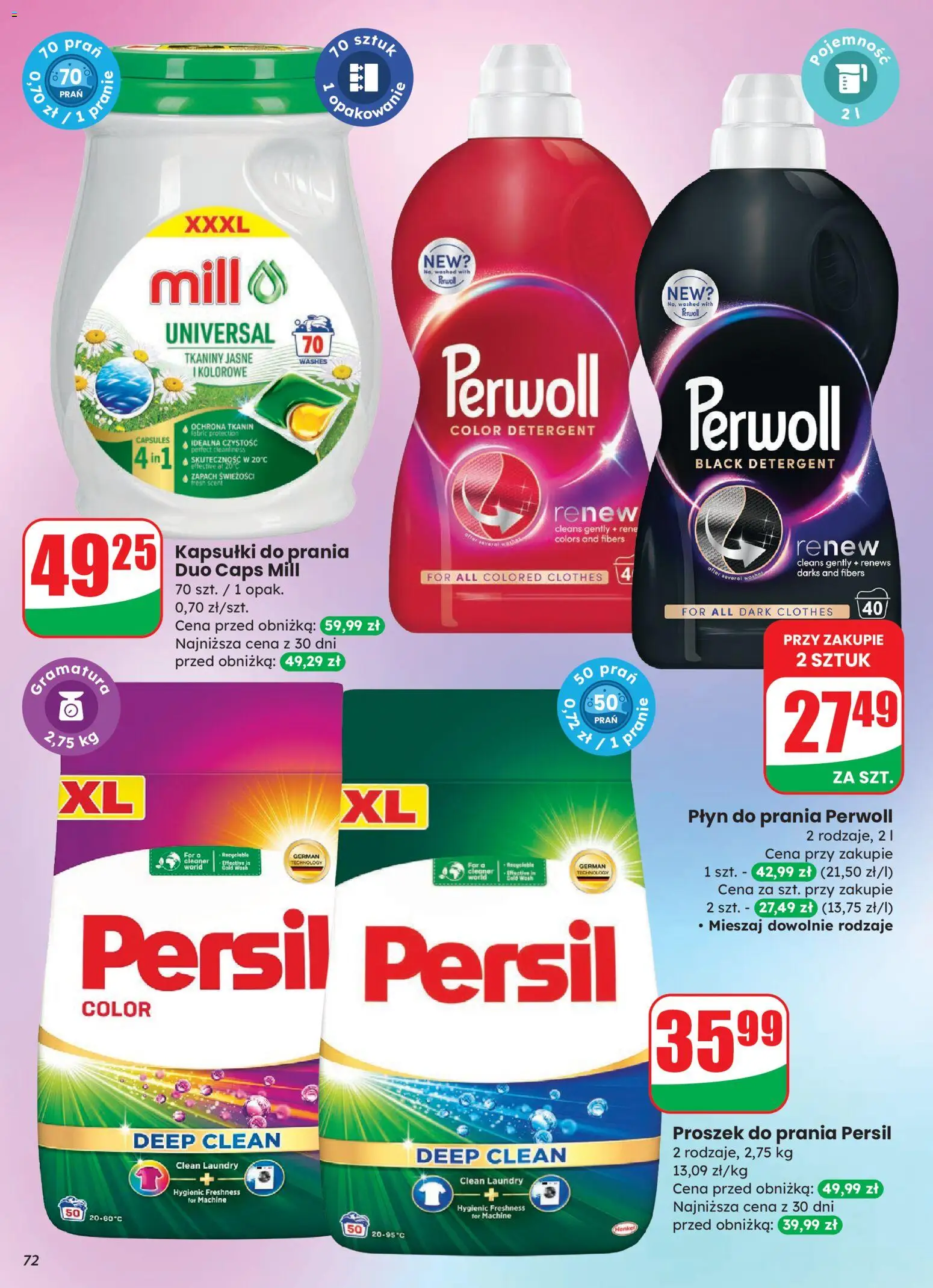 Dino Gazetka od 12.11.2025 | Strona: 72 | Produkty: Płyn do prania Perwoll, Cleaner, Detergent, Proszek do prania Persil