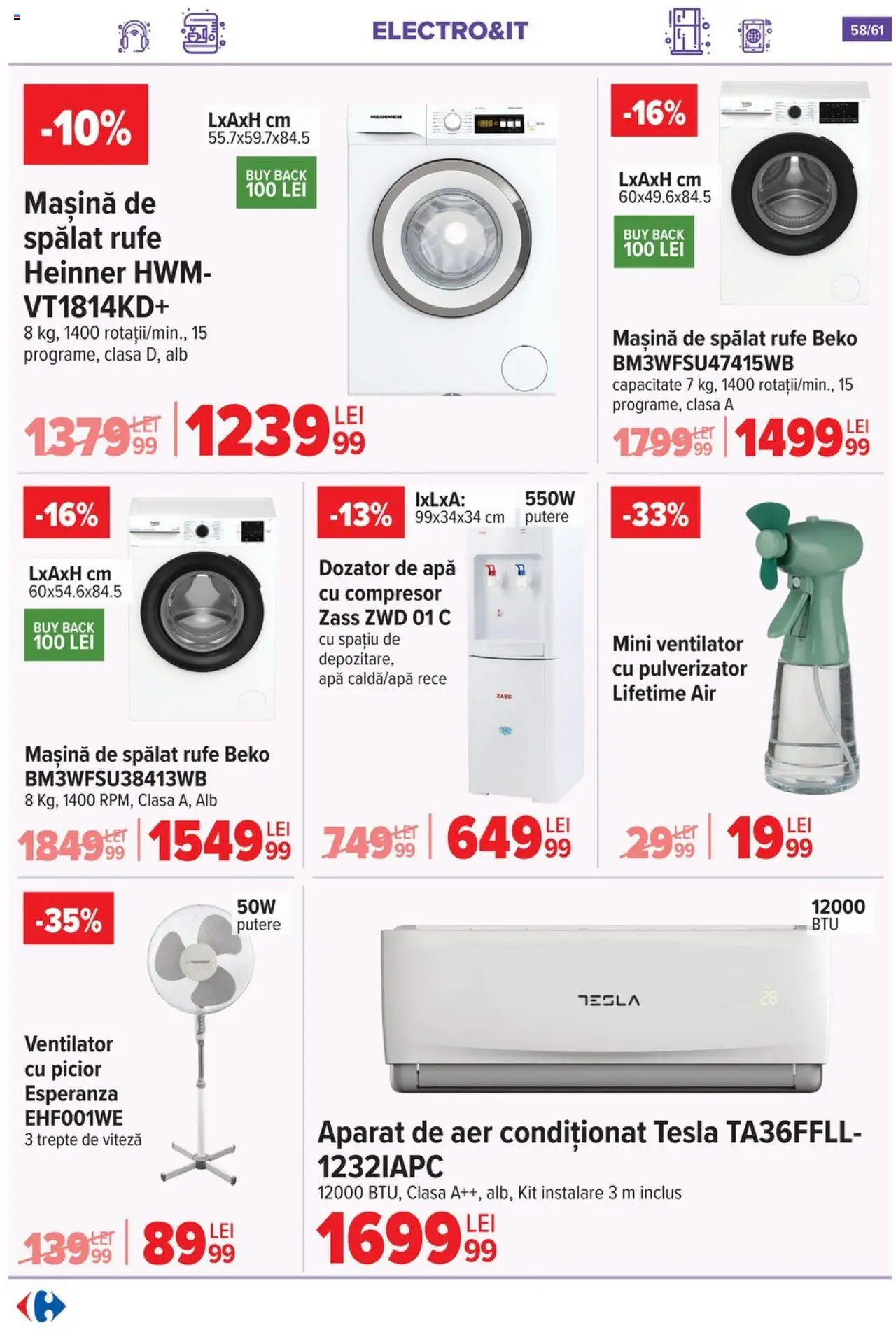 Catalog Carrefour – valabil de la 20.08.2025 | Pagină: 59 | Produse: Mașină De Spălat, Aer Condiționat, Ventilator, Apă