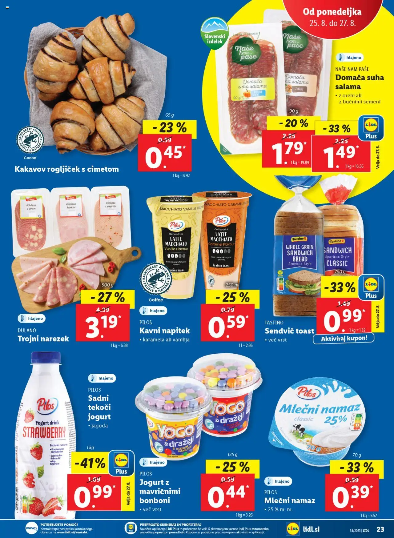 Lidl katalog │ velja od 21.08.2025 | Stran: 39 | Izdelki: Bonboni, Narezek, Jogurt, Salama