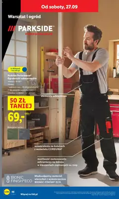 Parkside Performance® Ogrodniczki robocze męskie, Ogrodniczki robocze męskie, rozmiary: 50-58**, 3 kolory, * najniższa cena z 30 dni przed obniżką, ** Nie wszystkie wzory dostępne w każdym rozmiarze. od 22.09.2025 | Strona: 54