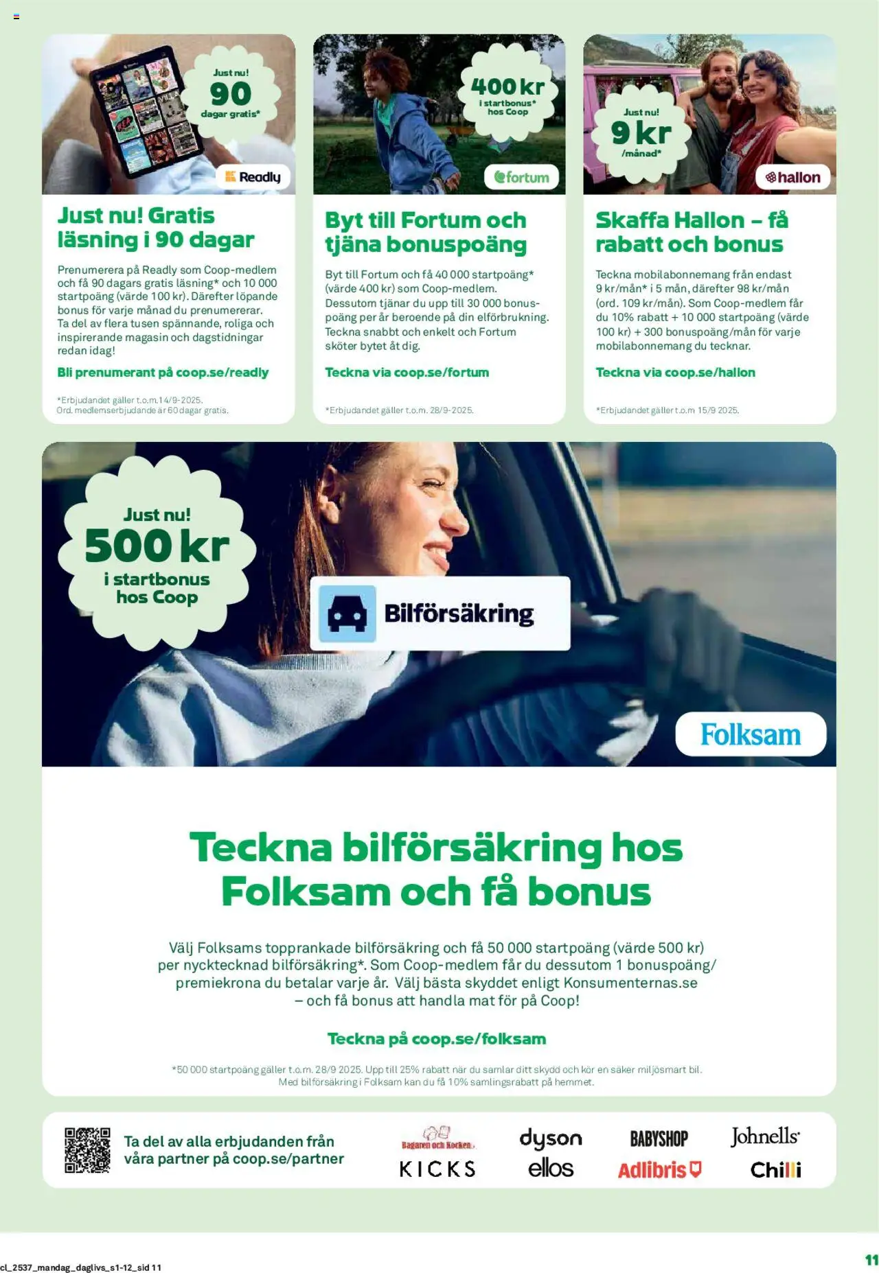Coop Daglivs reklamblad aktuell från 08.09.2025 | Sida: 11 | Produkter: Galler, Hallon