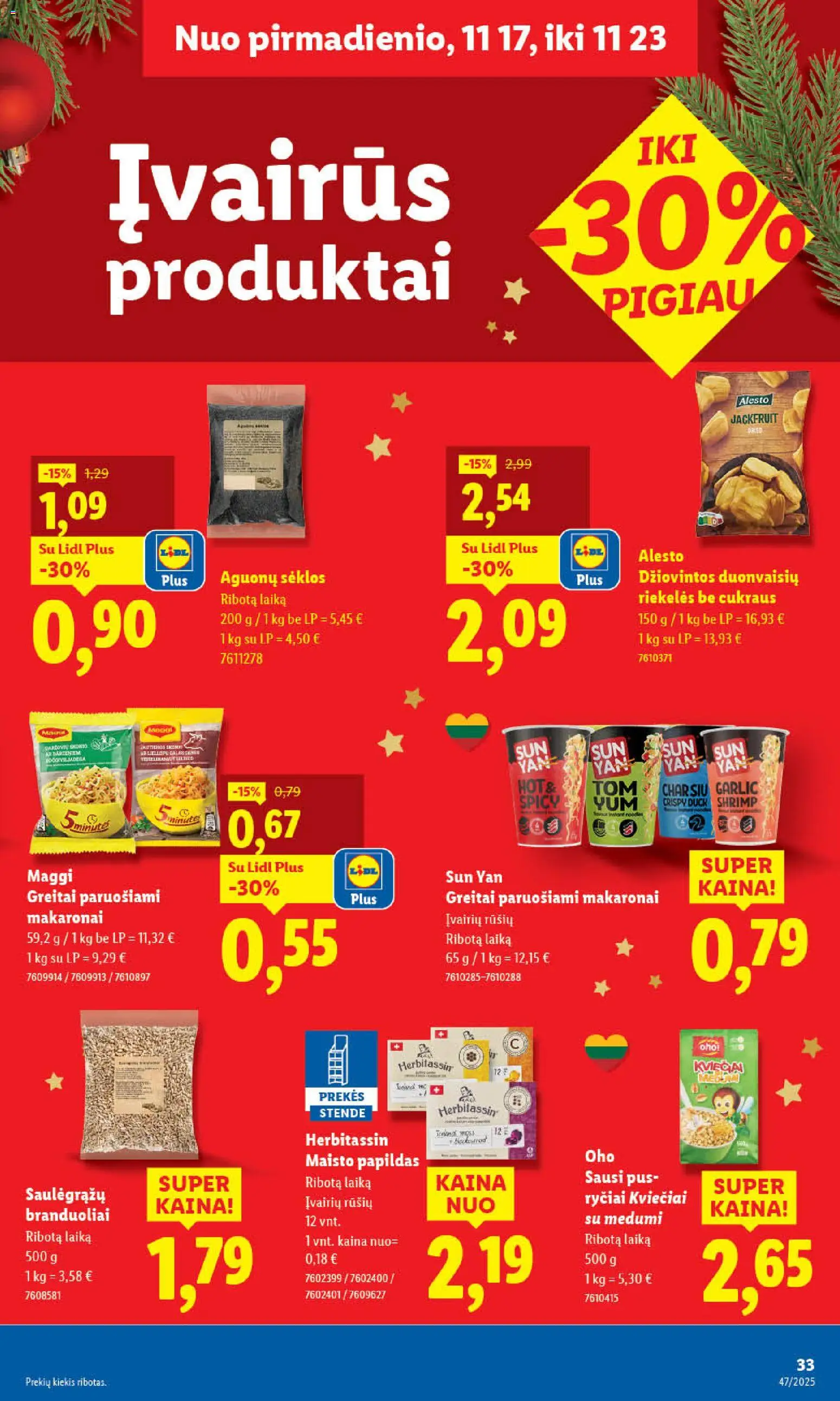 LIDL akcijos nuo 17.11.2025 | Puslapis: 33 | Prekių: Sėklos, Greitai paruošiami makaronai, Makaronai