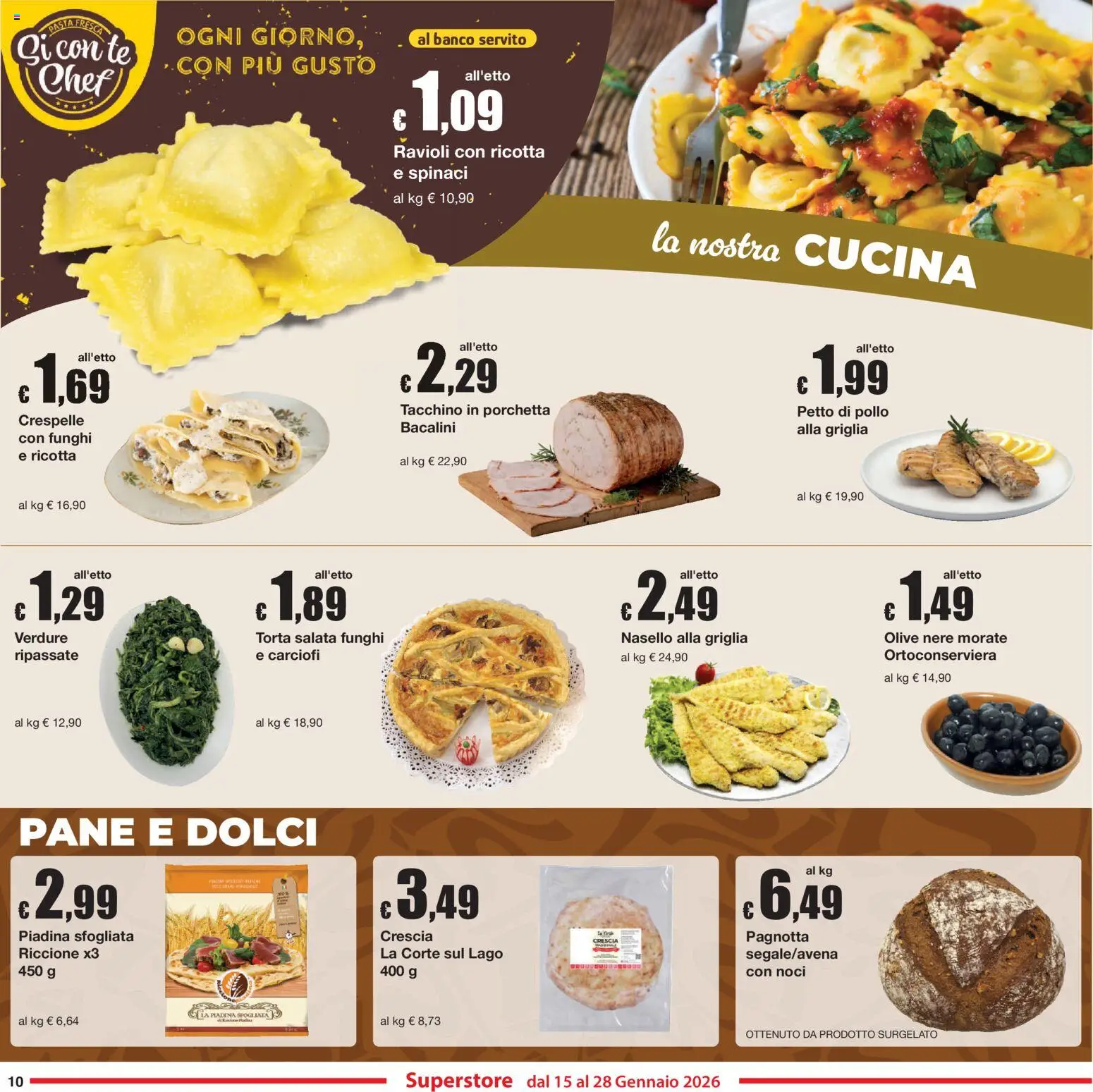 Volantino Sì con Te del 15.01.2026 | Pagina: 10 | Prodotti: Petto di Pollo, Tacchino, Funghi, Spinaci