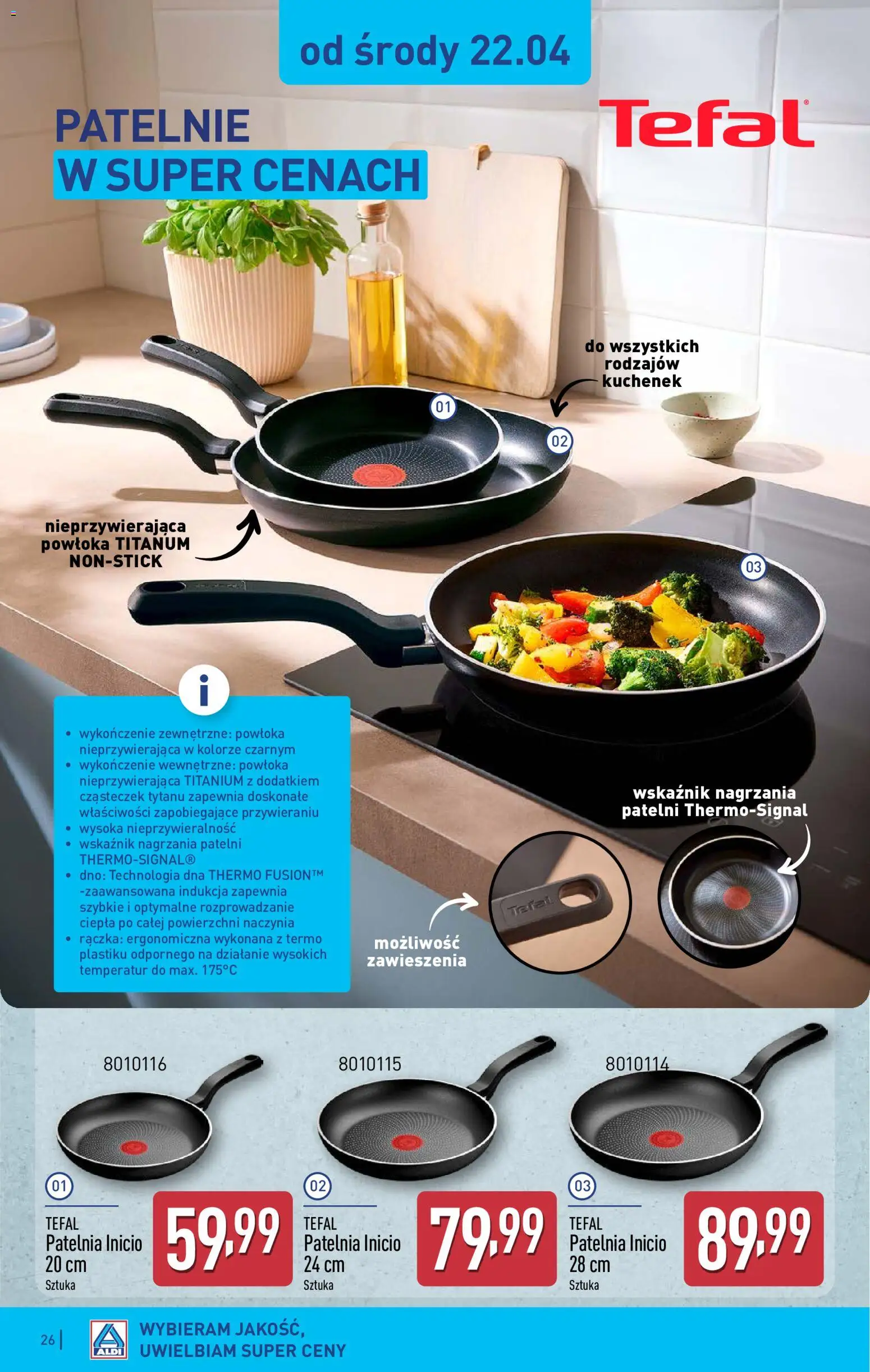 Aldi gazetka od 20.04.2026 | Strona: 26 | Produkty: Patelnie, Patelnia, Tefal