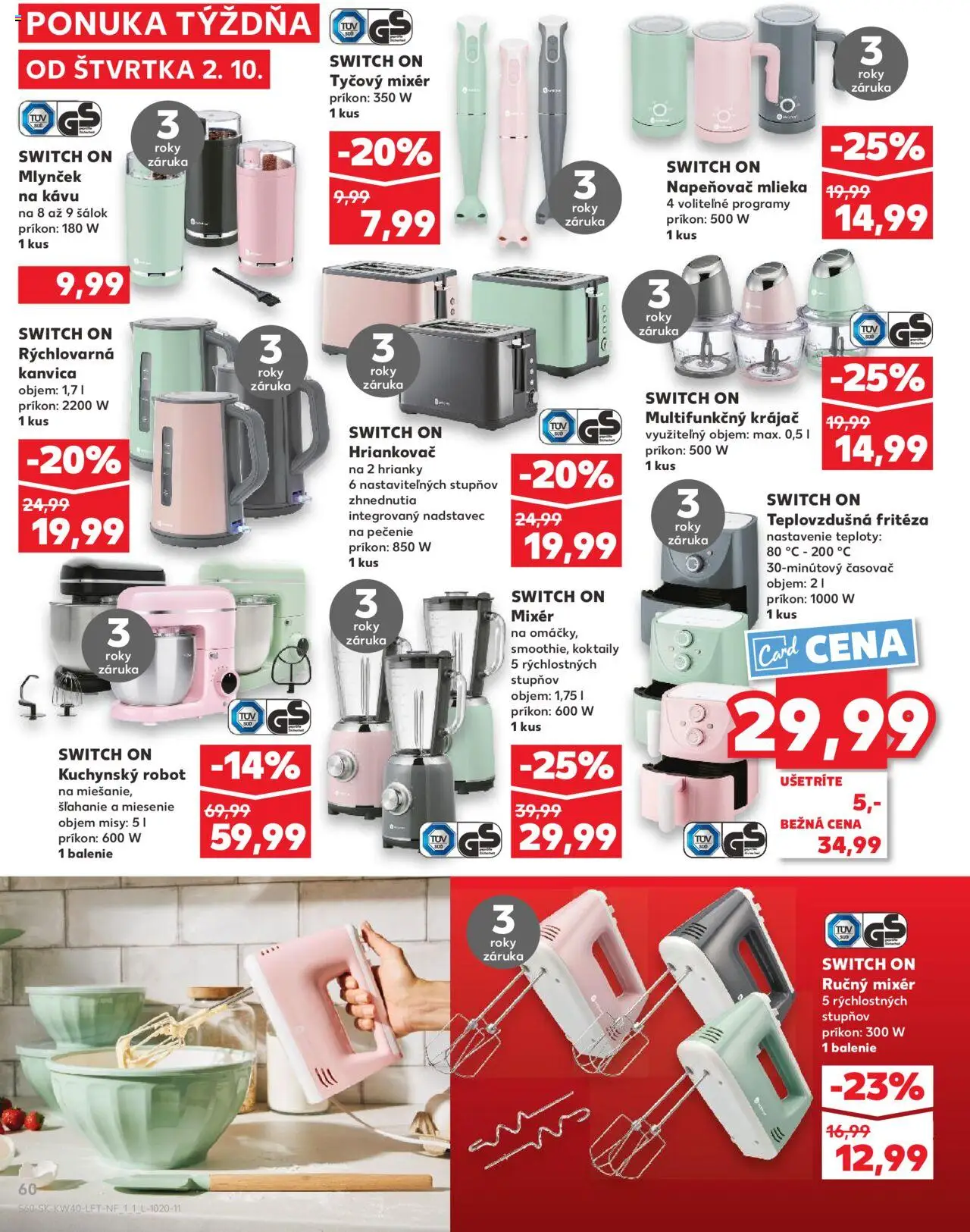 Nové Kaufland akcie – leták je platný od 02.10.2025 | Strana: 60 | Produkty: Ručný mixér, Fritéza, Teplovzdušná frítéza, Kuchynský robot