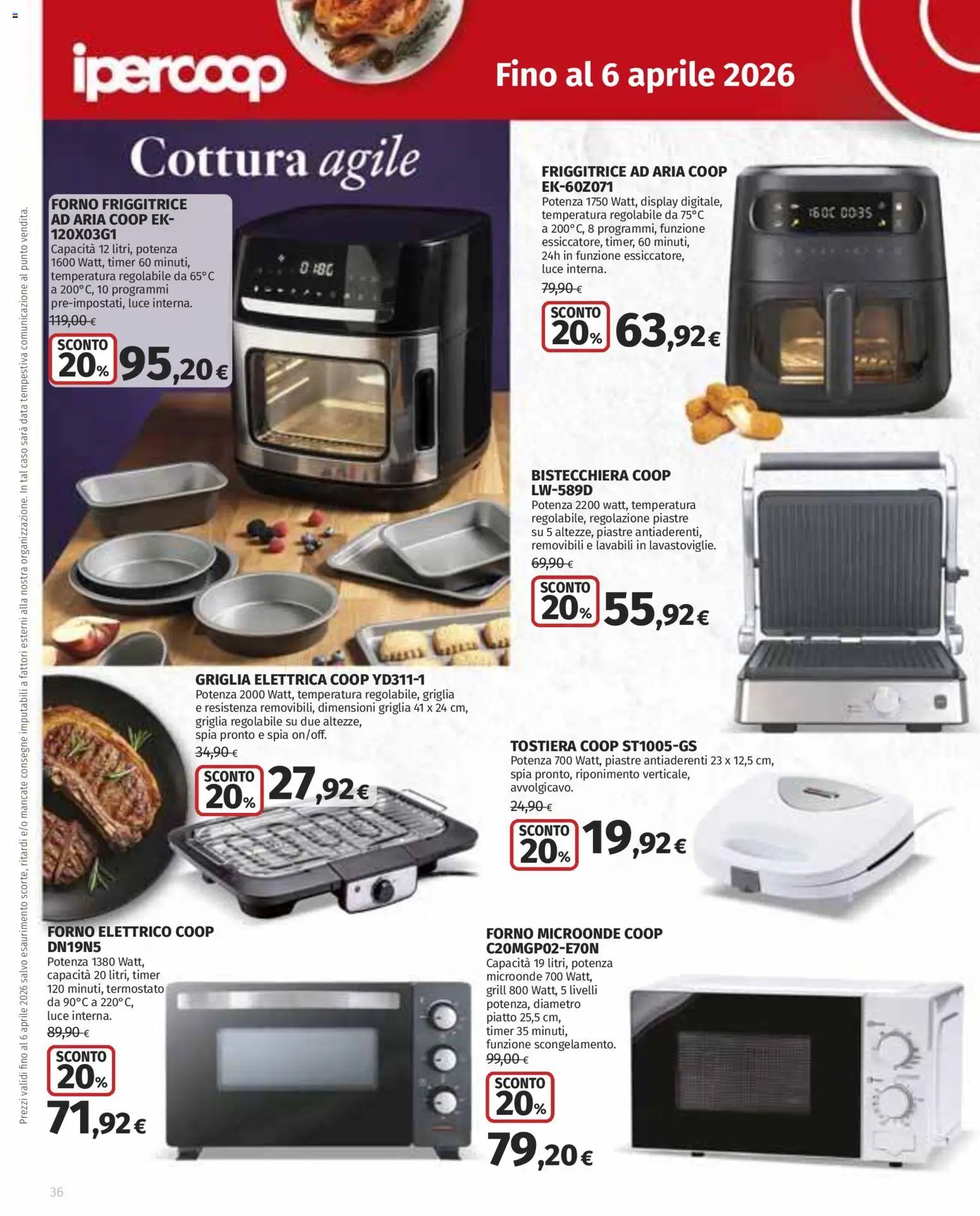 Volantino Ipercoop del 12.03.2026 | Pagina: 36 | Prodotti: Microonde, Bistecchiera, Data, Piatto