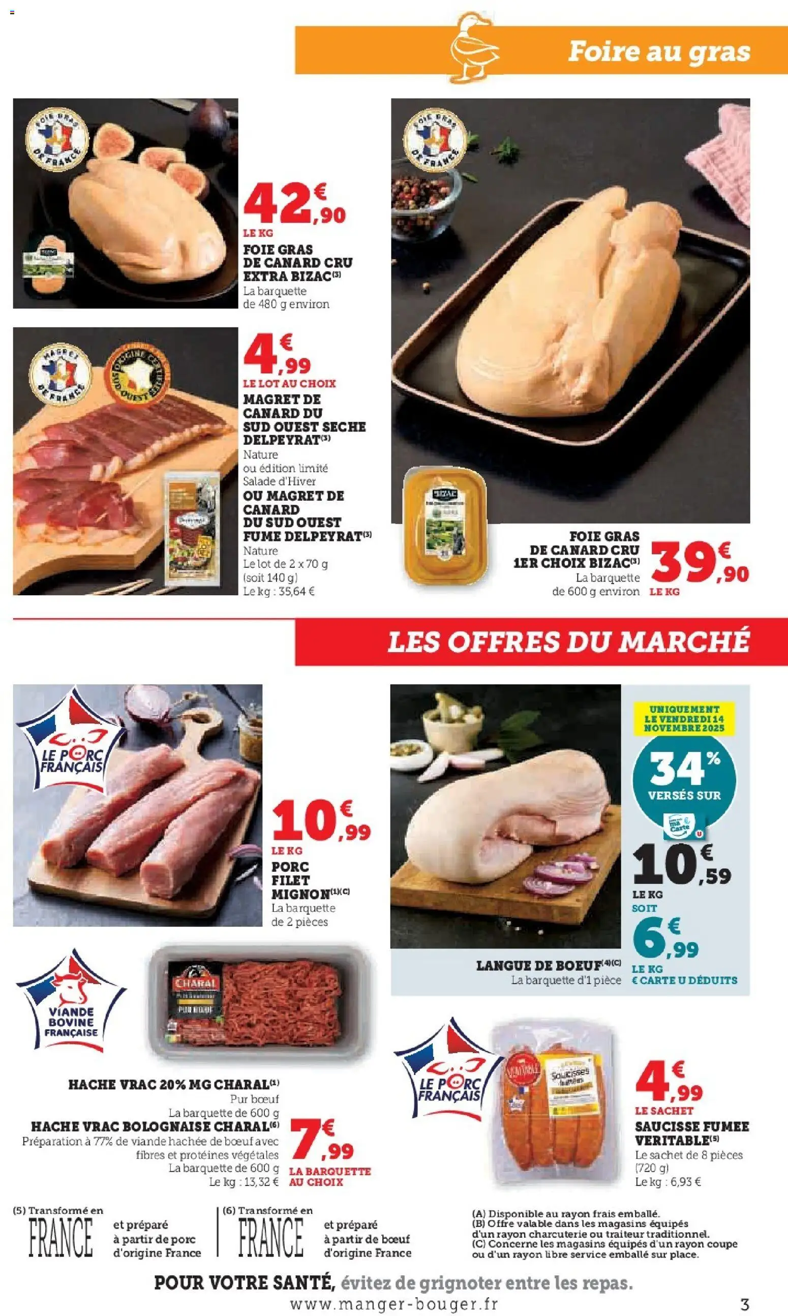 {H1} | Page: 3 | Produits: Salade, Viande hachée, Saucisse, Viande bovine