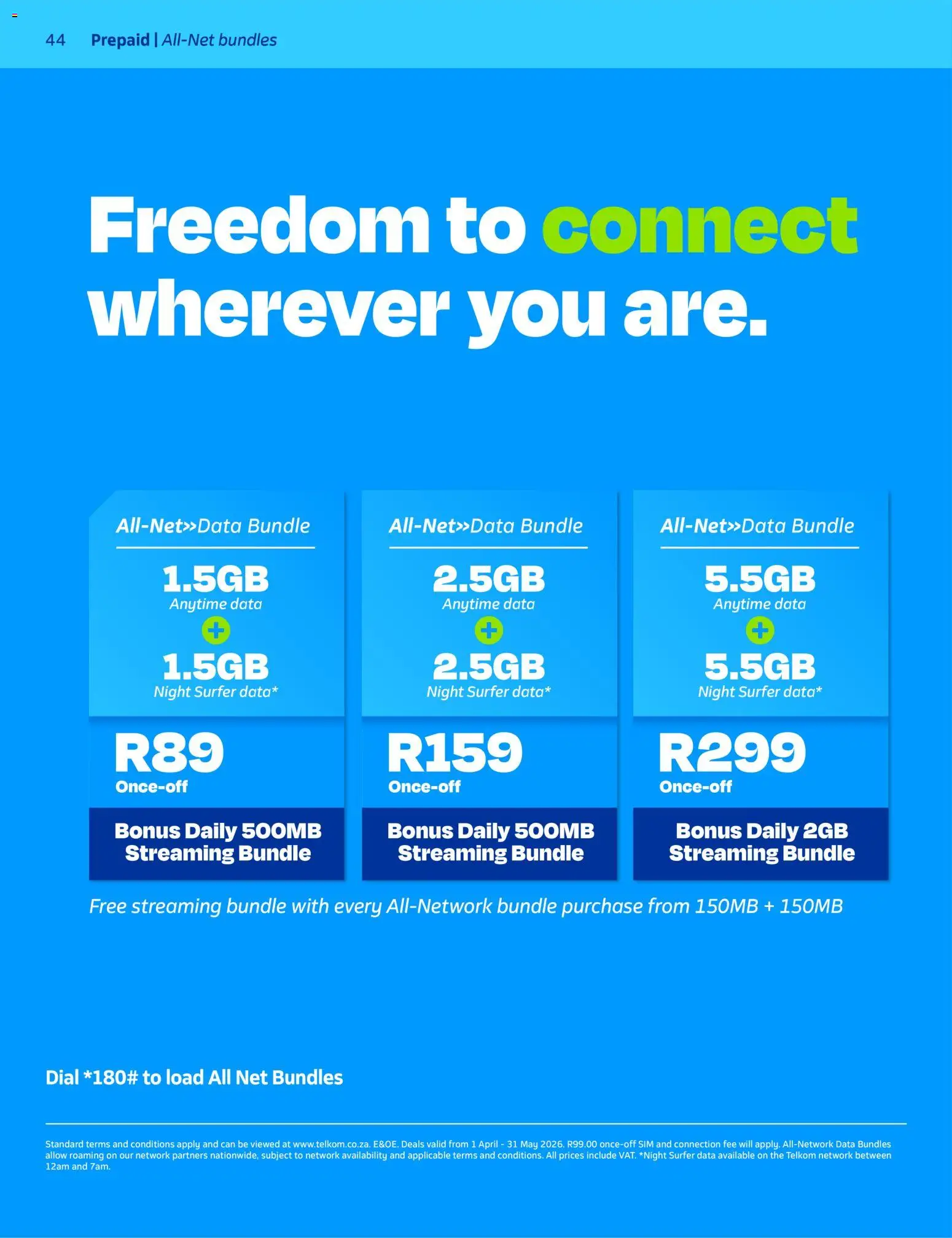 New Telkom catalogue – valid from 01.04.2026 | Page: 42 | Products: Data, Sim, Streaming bundle