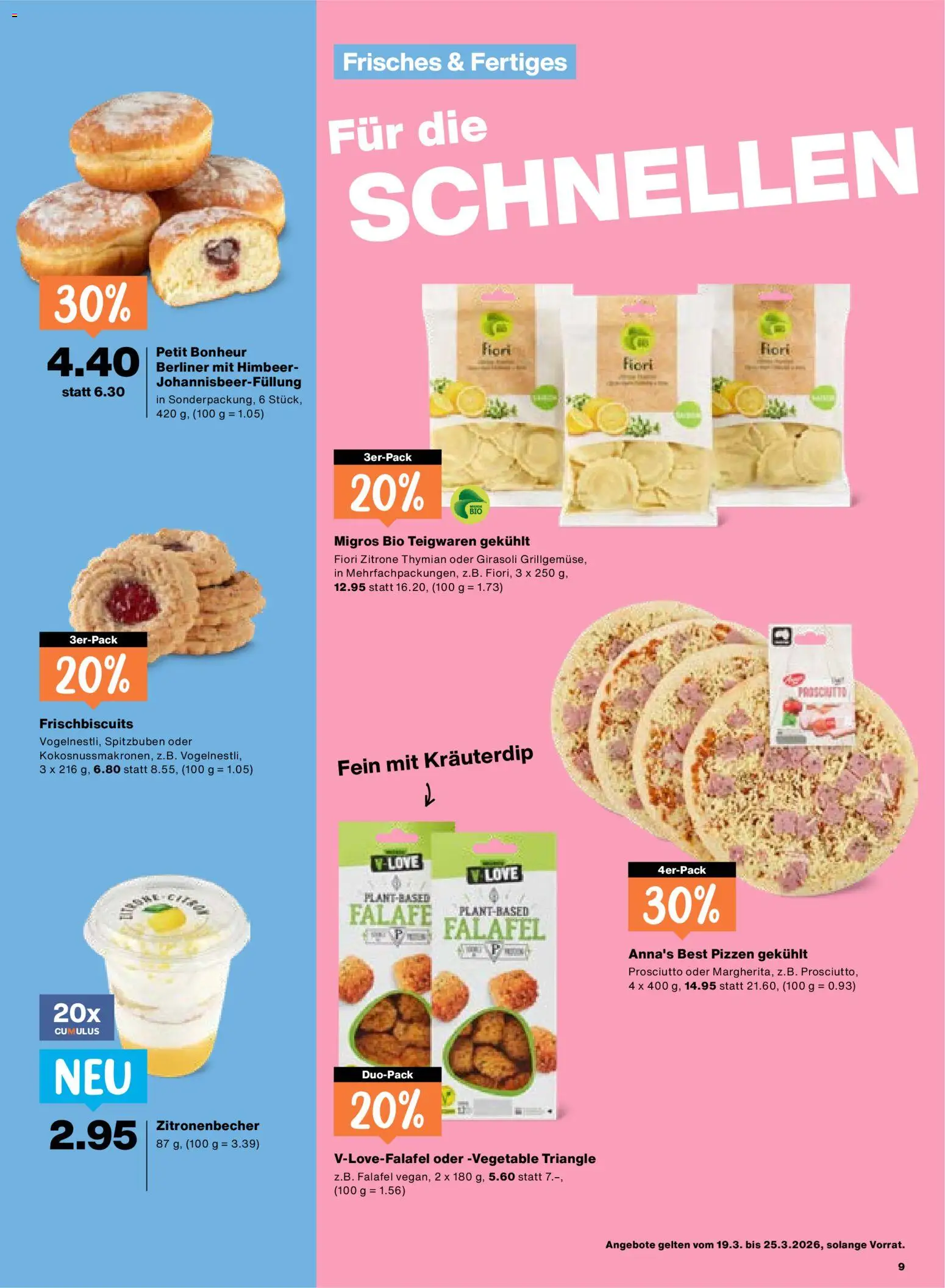 Migros aktionen – gültig ab 19.03.2026 | Seite: 9 | Produkte: Teigwaren, Pizza, Pasta, Zitrone