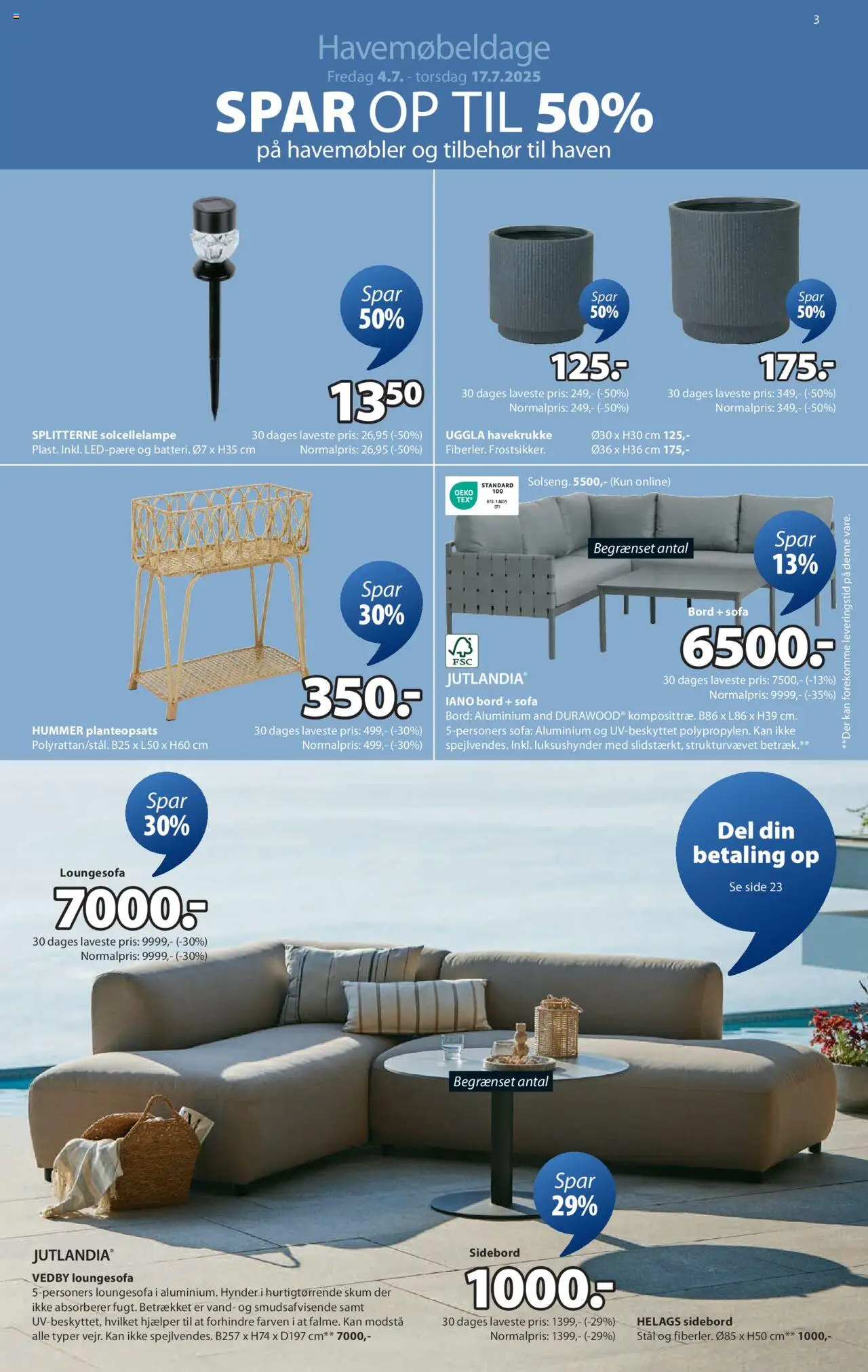 JYSK Tilbudsavis gyldig fra 04.07.2025 | Side: 4 | Produkter: Sofa, Bord, Havemøbler, Hummer