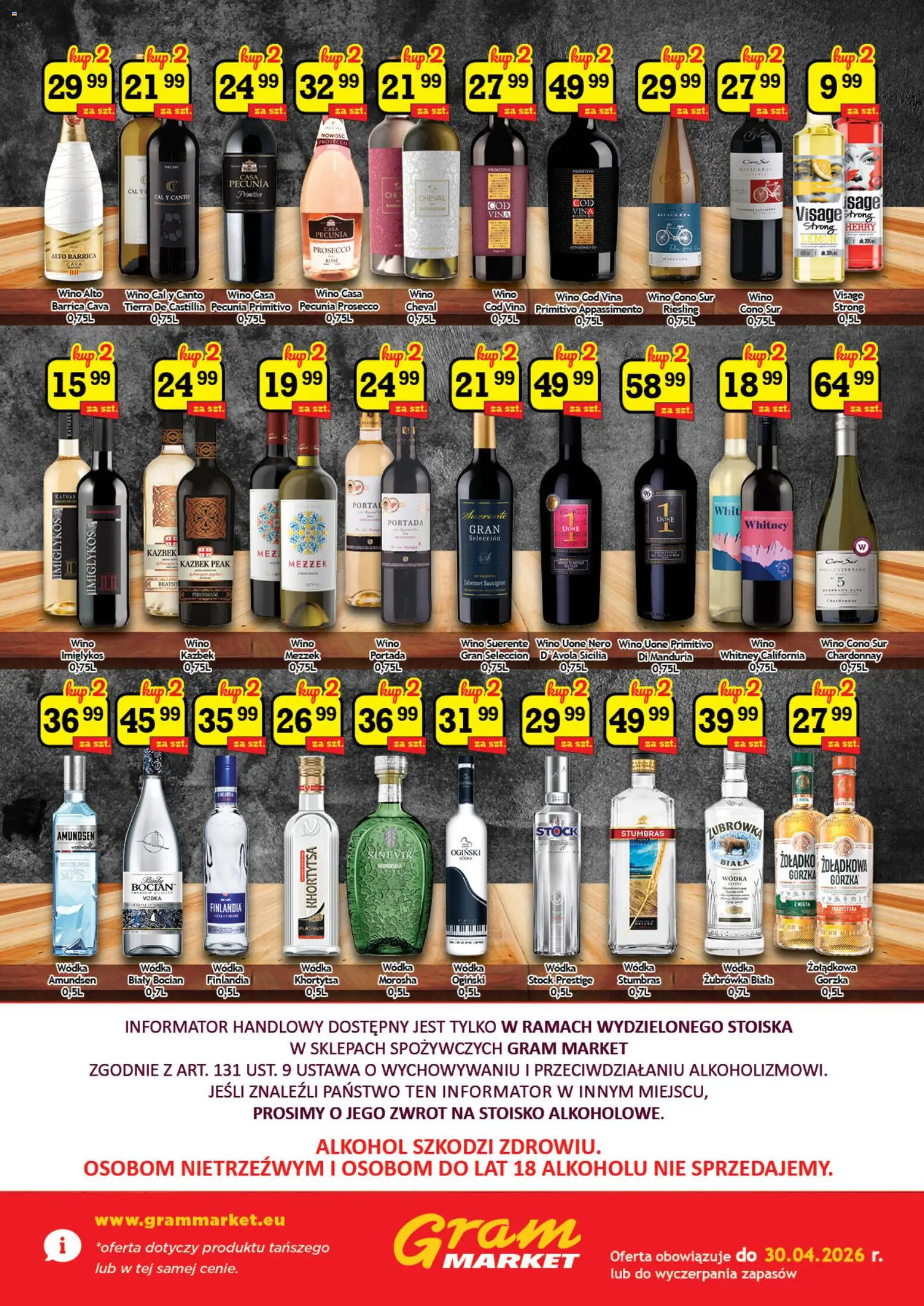 Gram Market gazetka - Barek od 01.04.2026 | Strona: 2 | Produkty: Riesling, Chardonnay, Żubrówka, Prosecco