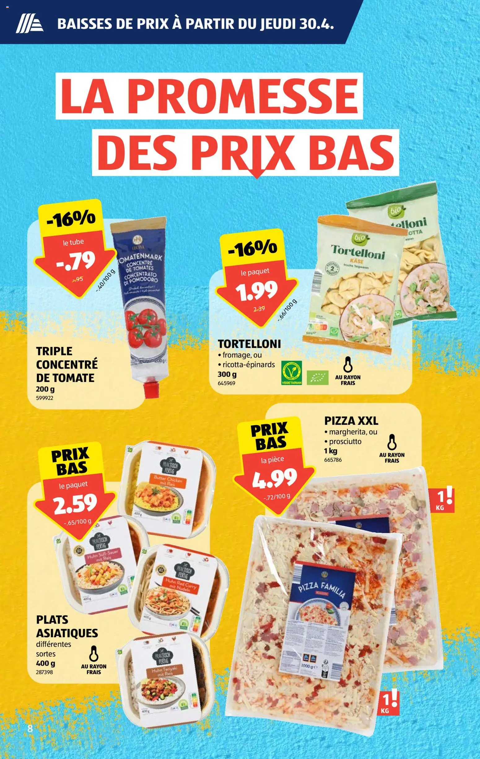 Aldi aktionen FR – gültig ab 30.04.2026 | Seite: 8 | Produkte: Butter, Käse, Pizza, Nudeln