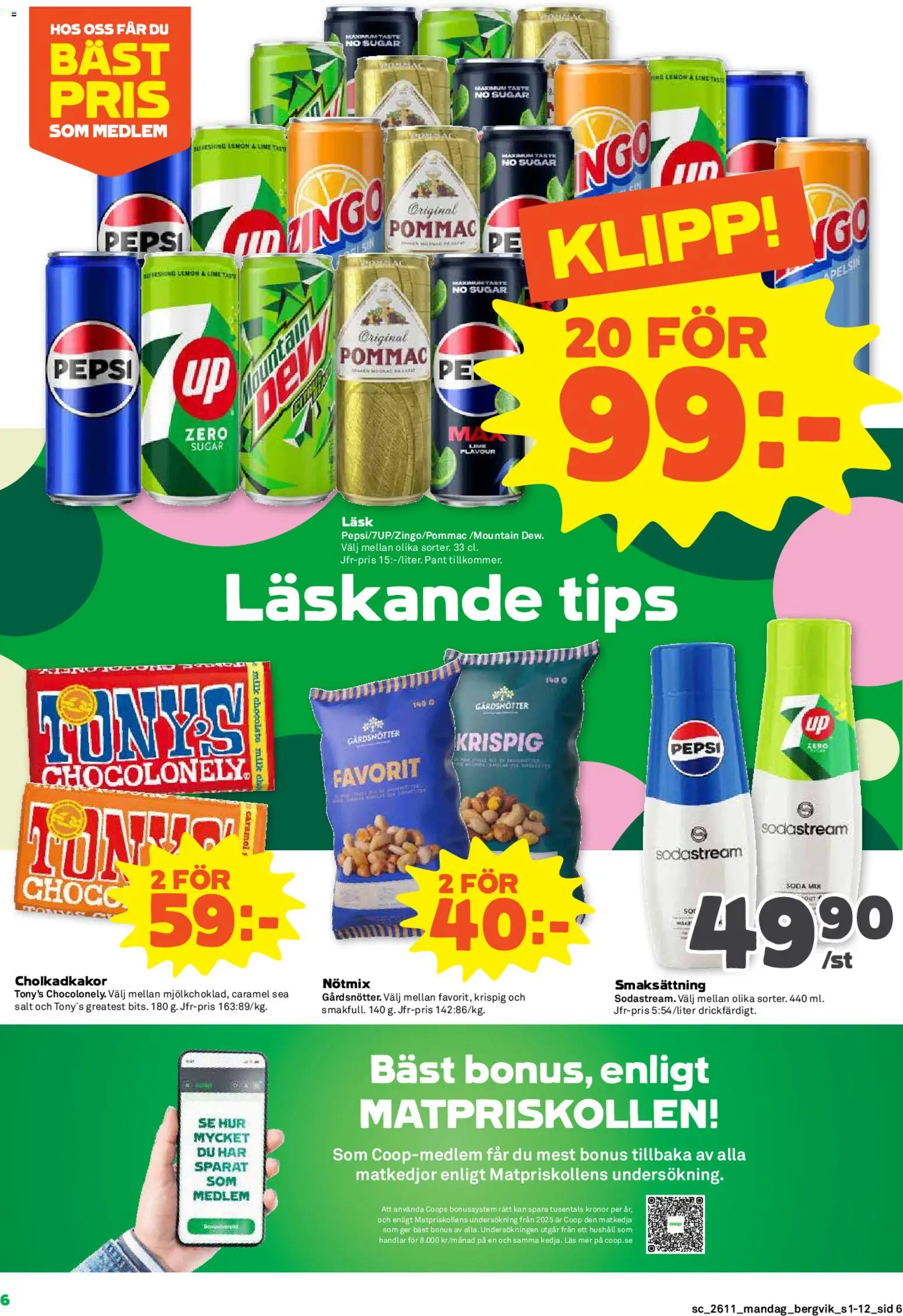 Stora Coop reklamblad aktuell från 09.03.2026 | Sida: 6 | Produkter: Salt, Pepsi, Sodastream, Lime