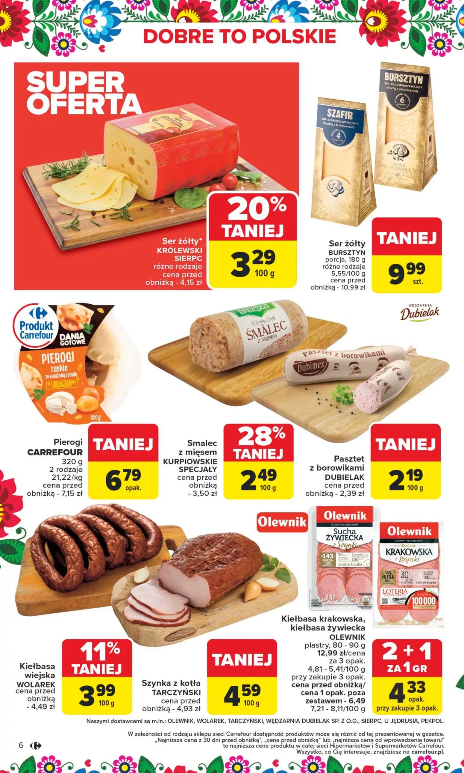 Carrefour Gazetka od 10.11.2025 | Strona: 8 | Produkty: Kiełbasa, Ser żółty, Pierogi, Ser