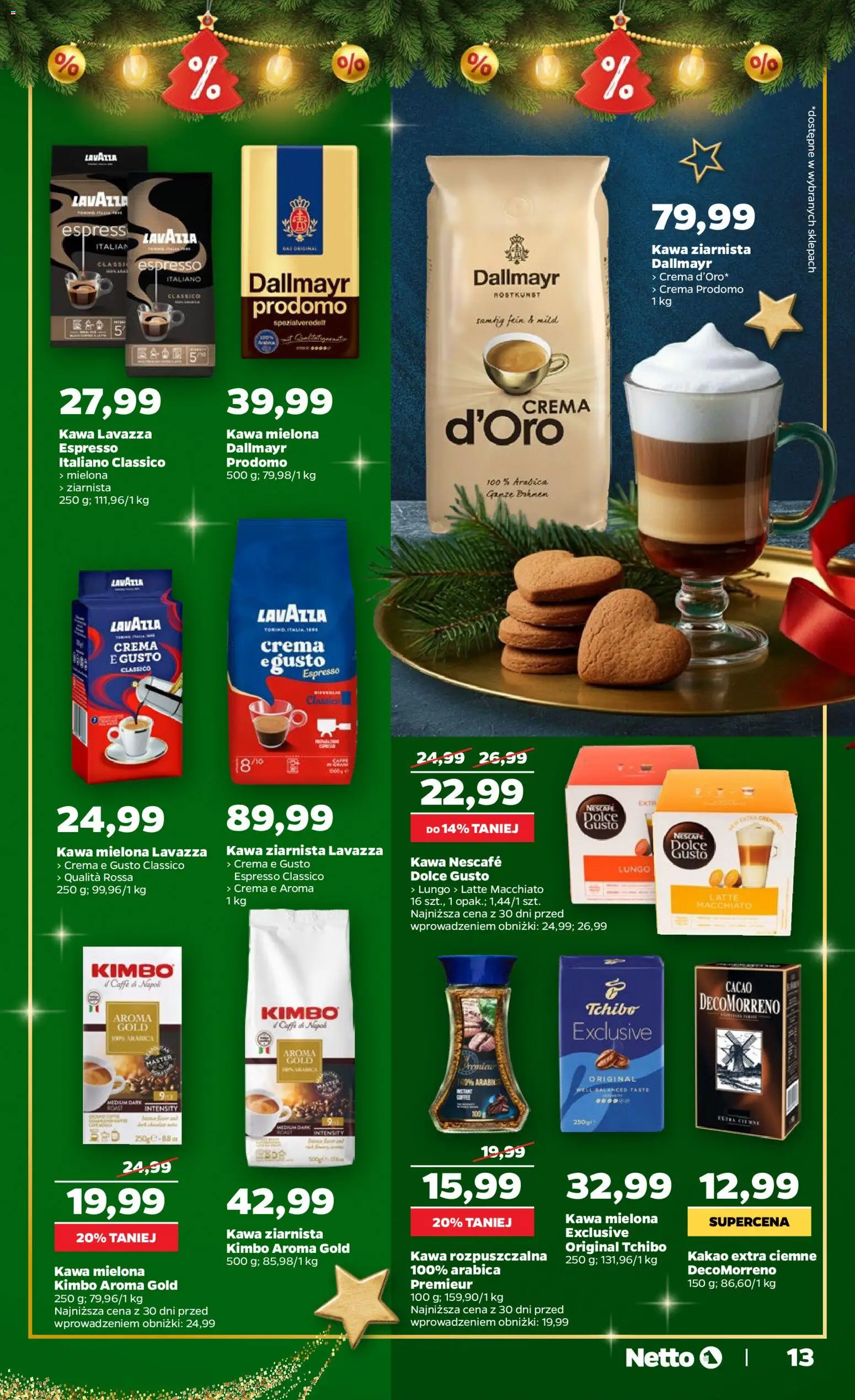 Netto gazetka - Świąteczne jedzenie od 04.12.2025 | Strona: 13 | Produkty: Nescafe, Kawa ziarnista, Dolce Gusto, Kawa