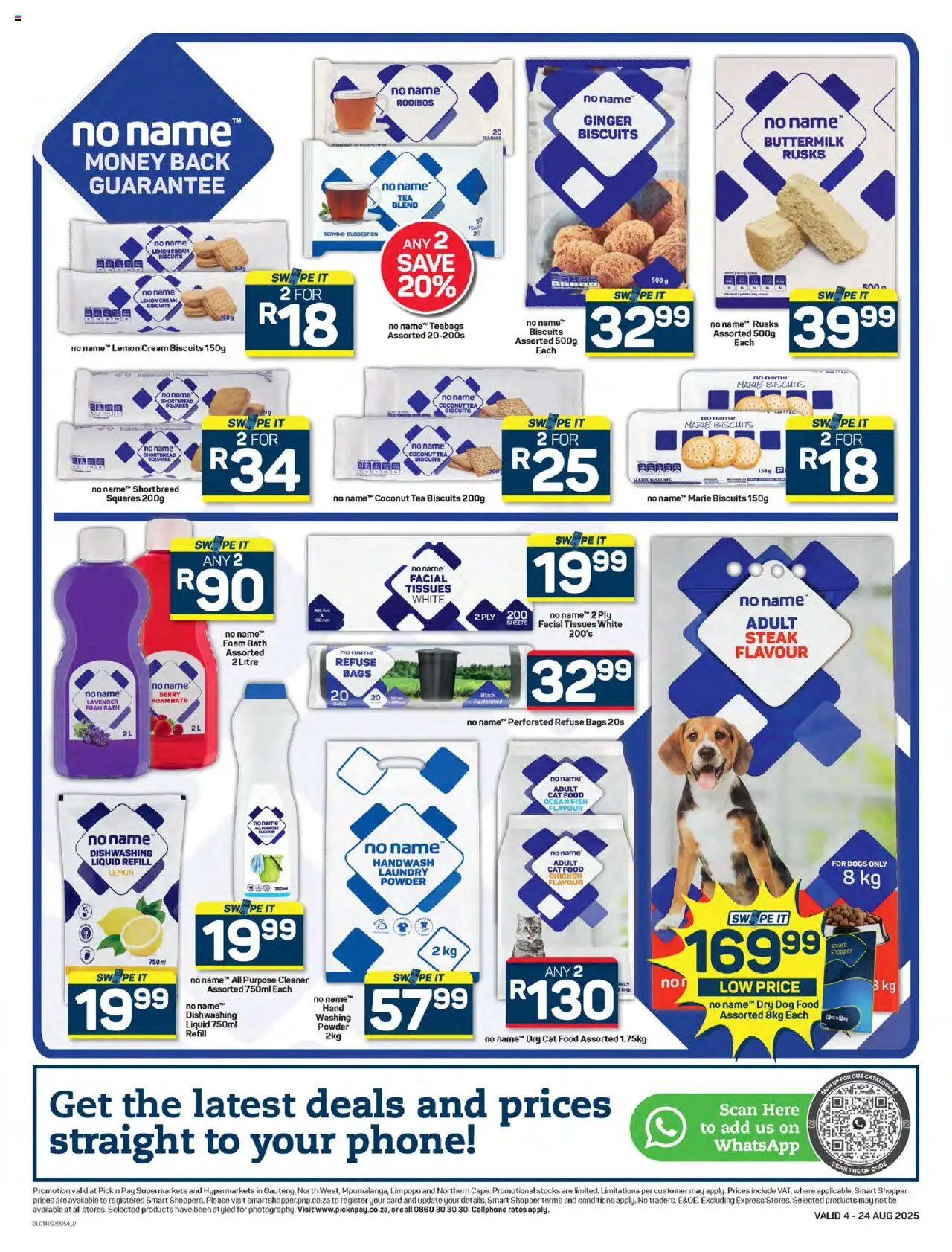 Pick n Pay Inland provinces - No Name Specials │ valid from 04.08.2025 | Page: 2 | Products: Handwash, Bath foam, Lemon, Dog food