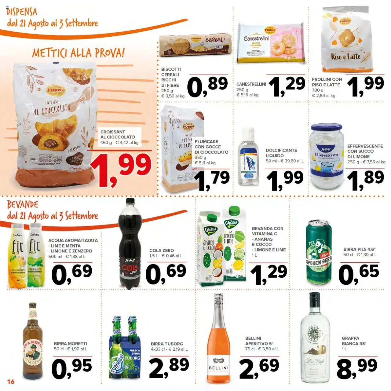 Volantino Todis del 21.08.2025 | Pagina: 16 | Prodotti: Cioccolato, Lime, Croissant, Frollini