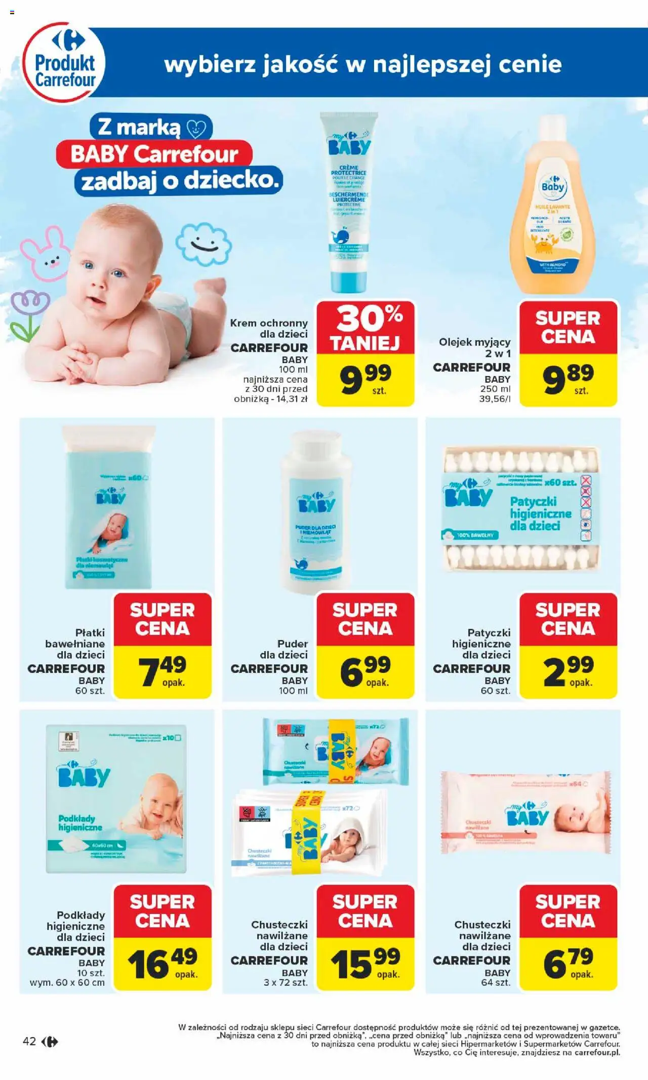 Carrefour Gazetka od 22.09.2025 | Strona: 44 | Produkty: Podkłady higieniczne, Puder, Płatki, Krem