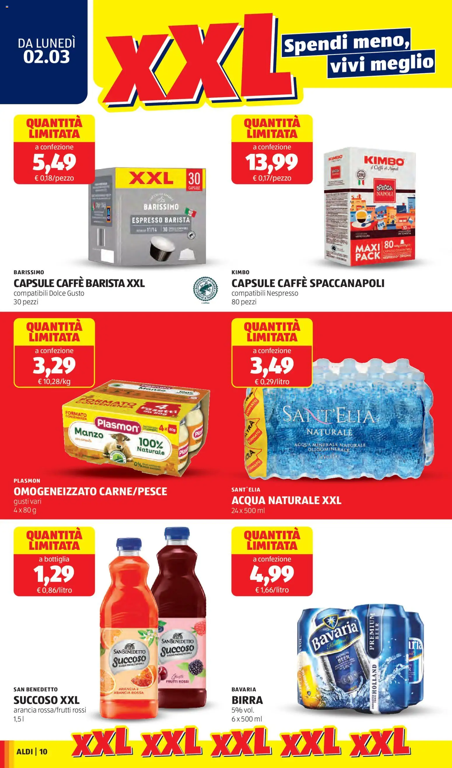 Volantino Aldi del 02.03.2026 | Pagina: 10 | Prodotti: Caffè, Acqua, Acqua naturale, Bottiglia