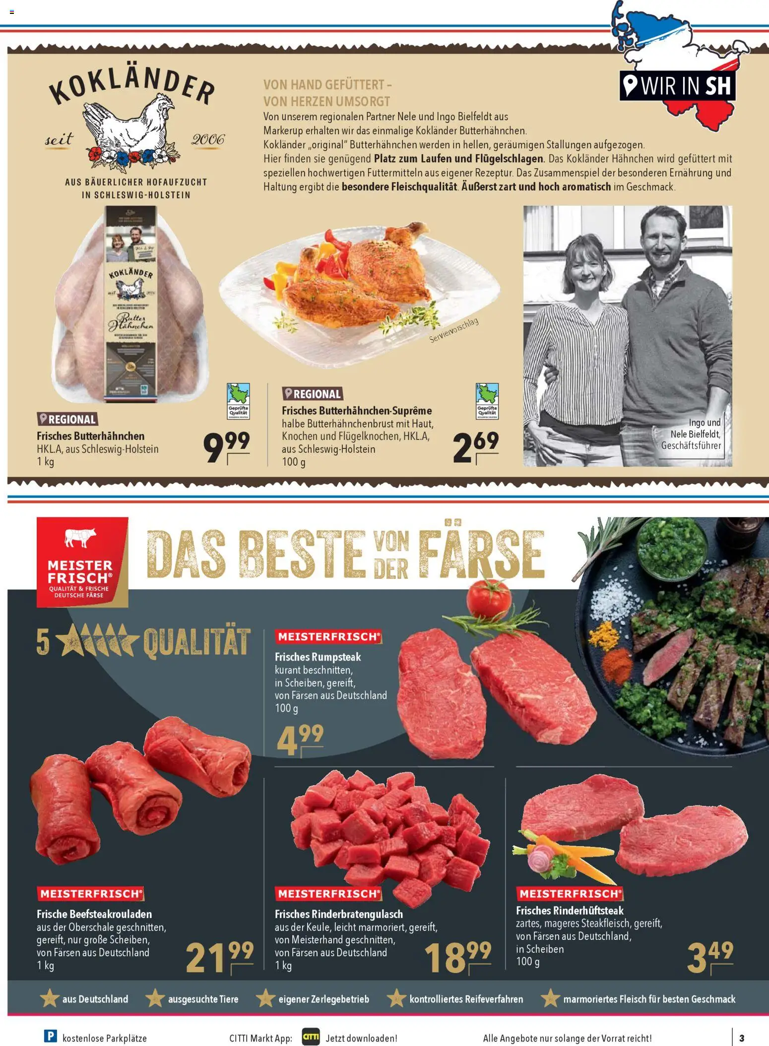 CITTI Markt Prospekt 	 – gültig ab 29.10.2025 | Seite: 3 | Produkte: Rumpsteak, Hahnchen, Butter, Fleisch