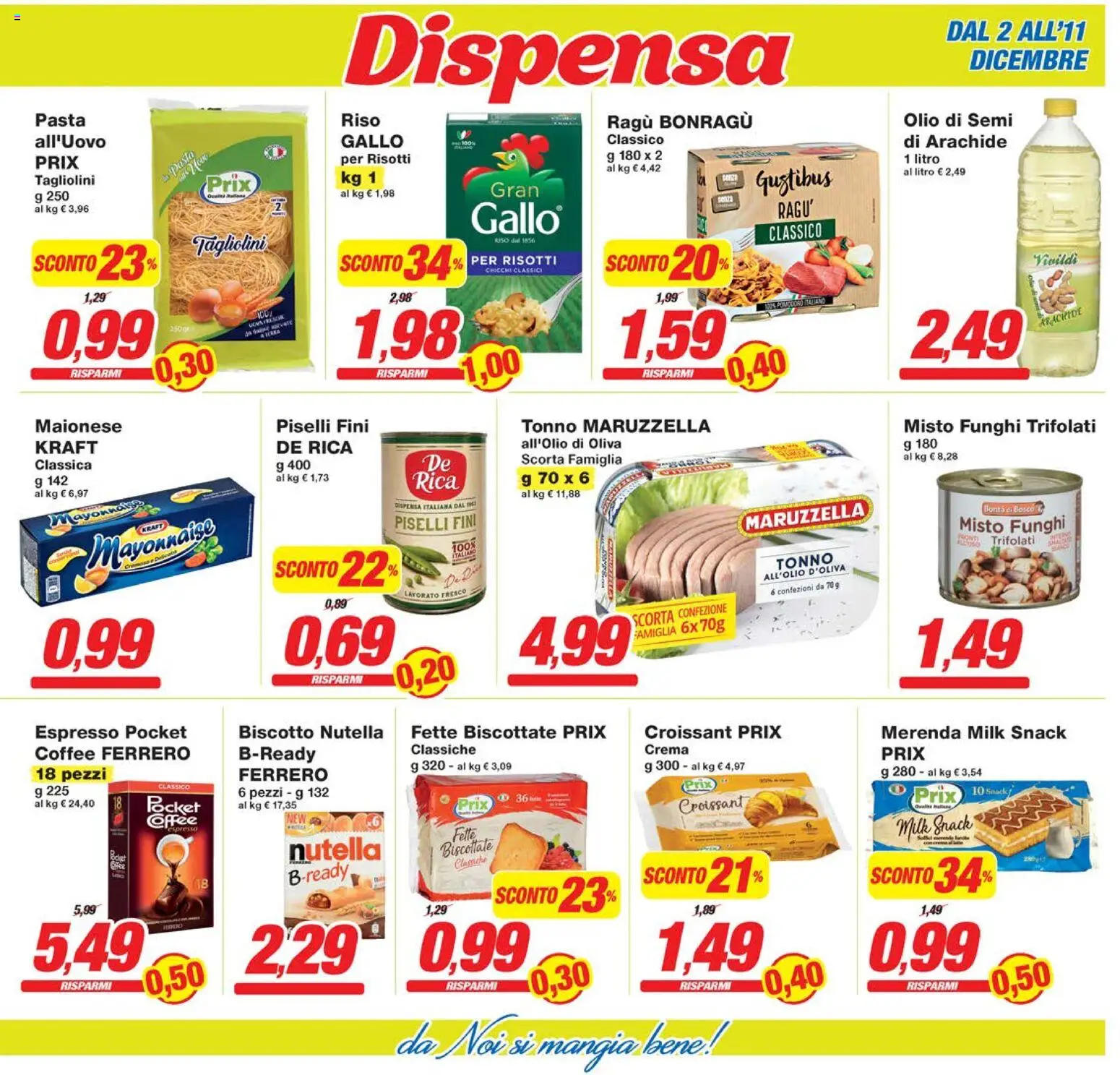 Volantino Prix del 02.12.2025 | Pagina: 11 | Prodotti: Funghi, Nutella, Ragú, Tonno