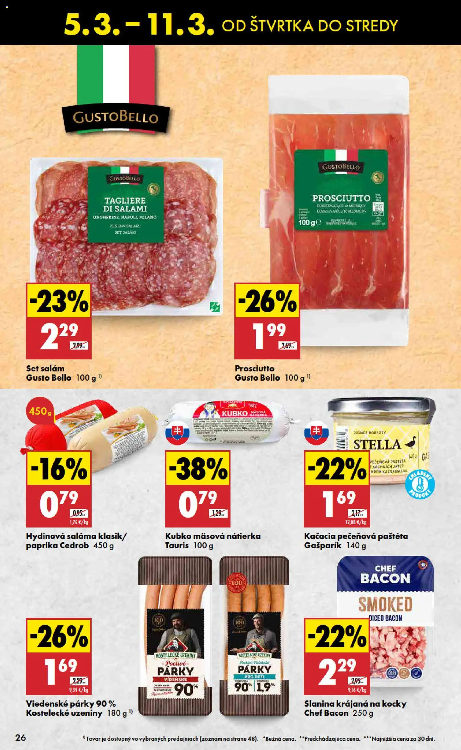 Nové Biedronka akcie – leták je platný od 05.03.2026 | Strana: 26 | Produkty: Saláma, Slanina, Krém, Párky