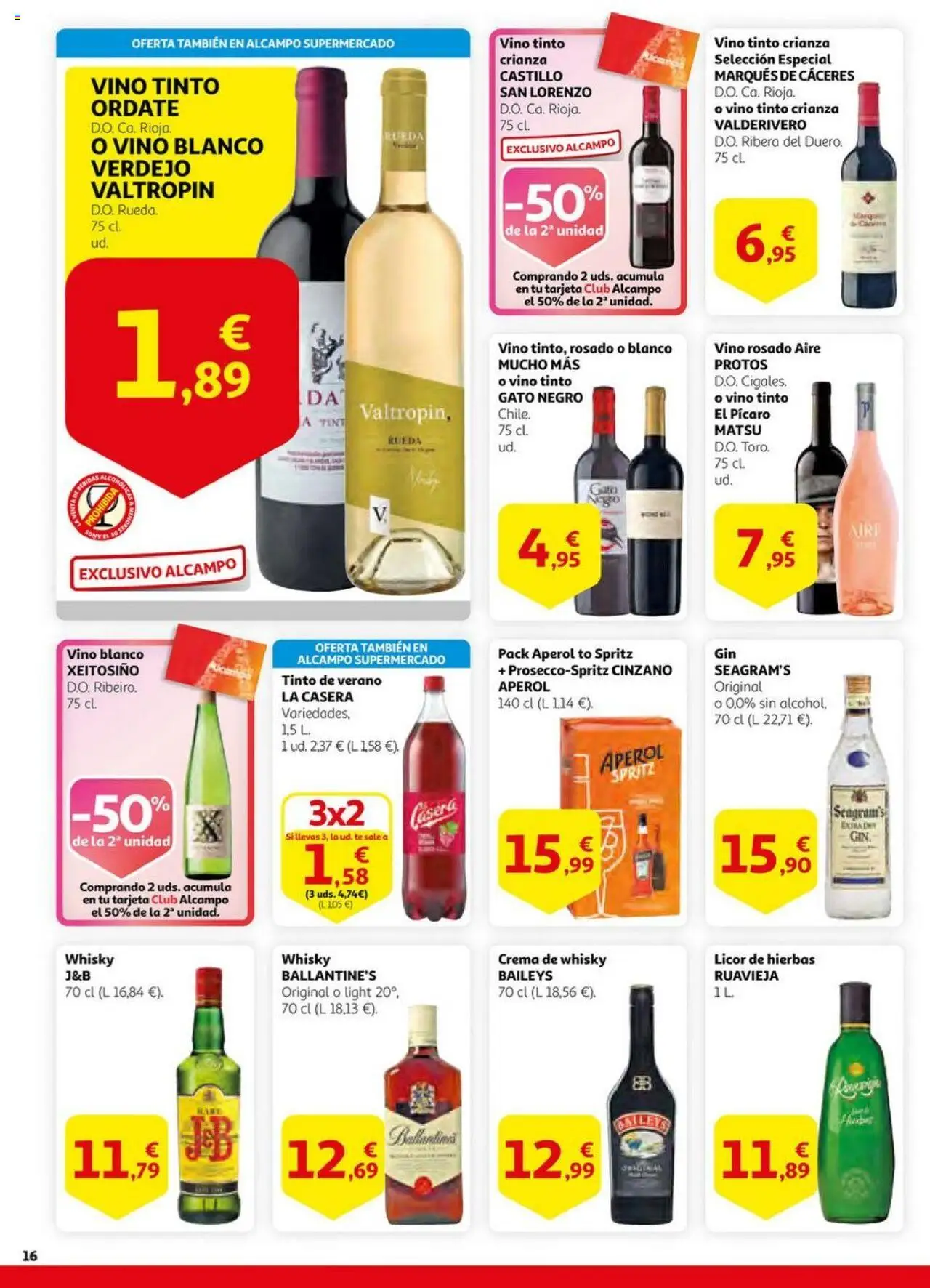 Alcampo - HG Unificado Madrid │ válido desde el 01.07.2025 | Página: 16 | Productos: Licor, Vino, Té, Whisky